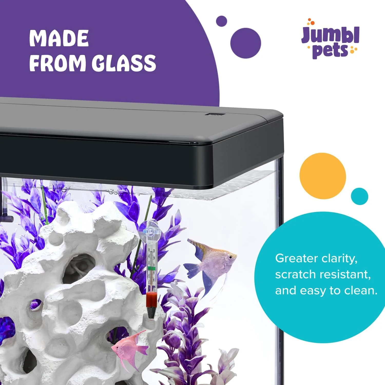 JumblPets Premium Fish Aquarium Kit, Complete Glass Fish Tank Kit w/LED Lighting & More (12 Gallon) - Image 6