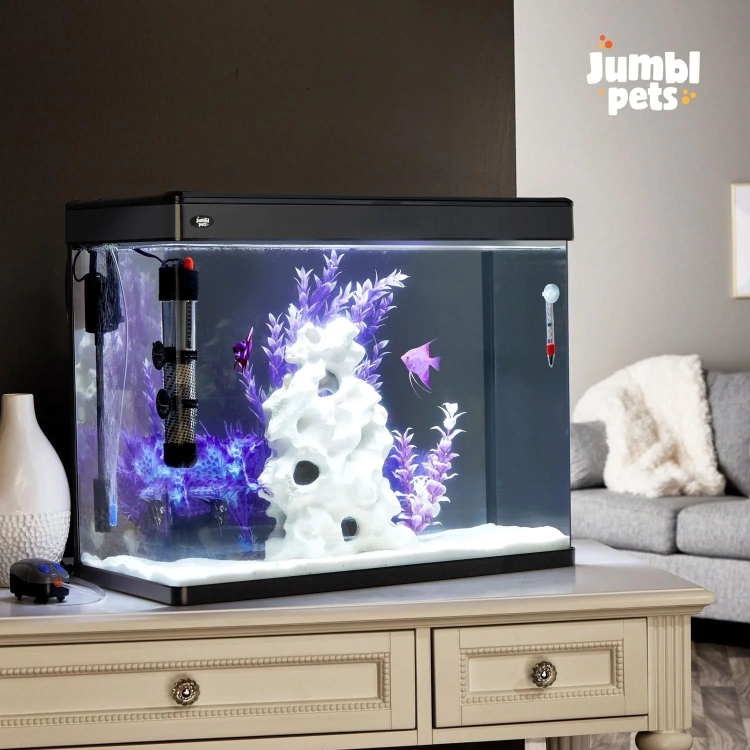 JumblPets Premium Fish Aquarium Kit, Complete Glass Fish Tank Kit w/LED Lighting & More (12 Gallon) - Image 7