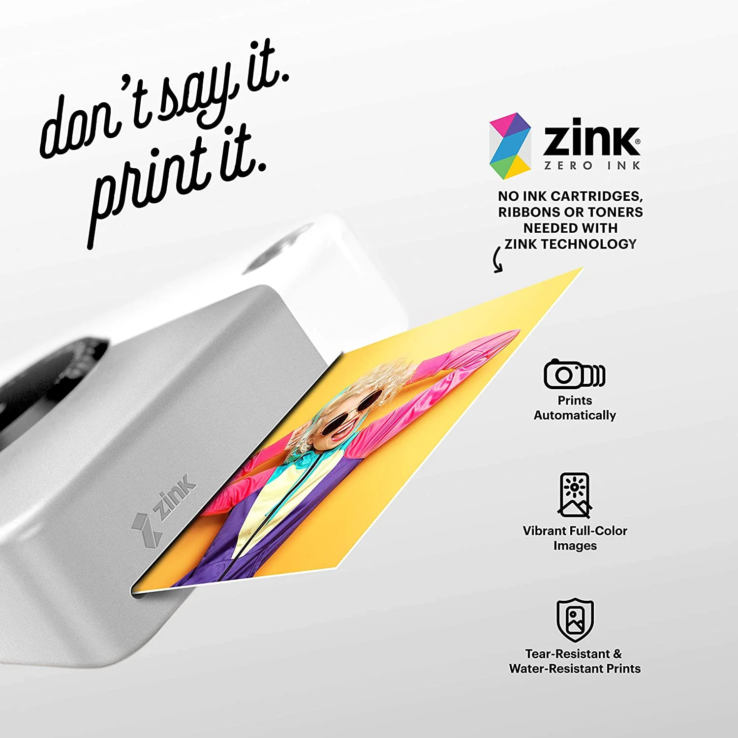 Kodak Printomatic Digital Instant Print Camera, Full Color Prints 2x3 Sticky-backed Photo Paper - Grey - Image 4