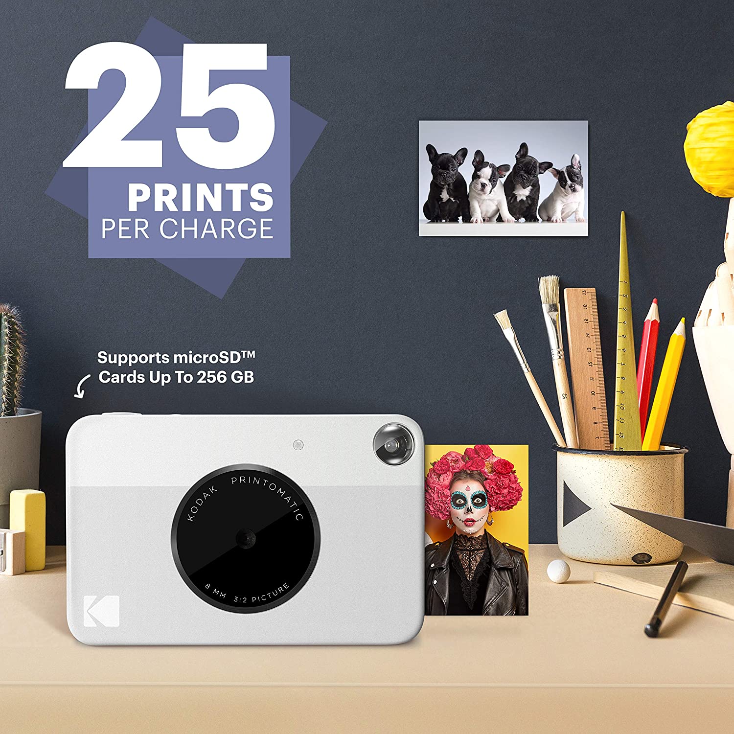 Kodak Printomatic Digital Instant Print Camera, Full Color Prints 2x3 Sticky-backed Photo Paper - Grey - Image 5