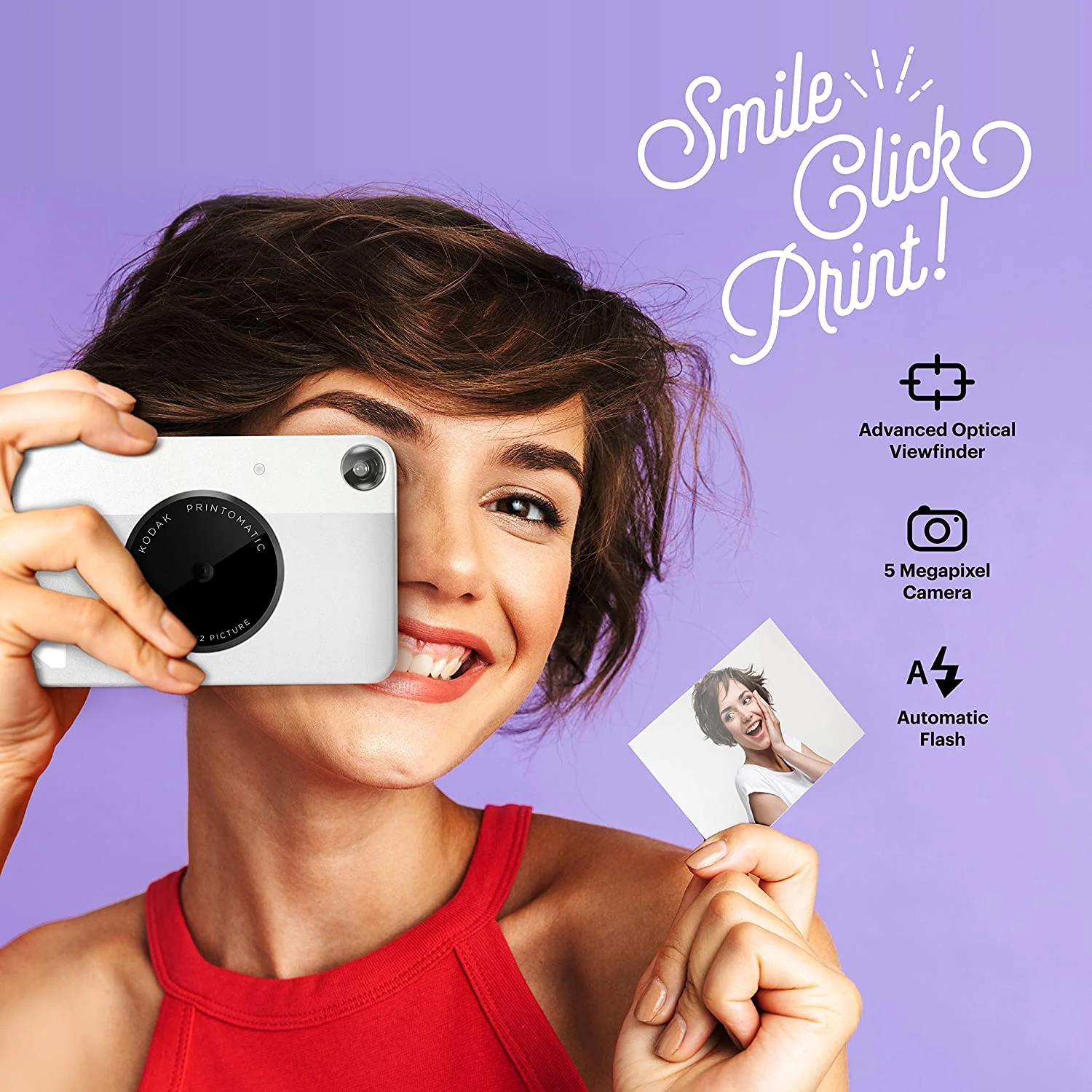 Kodak Printomatic Digital Instant Print Camera, Full Color Prints 2x3 Sticky-backed Photo Paper - Grey - Image 6