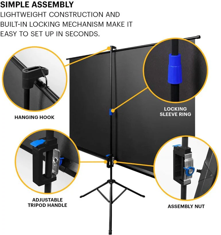 Kodak Projector Screen 80ʺ with Tripod Stand & Carrying Bag - Image 4