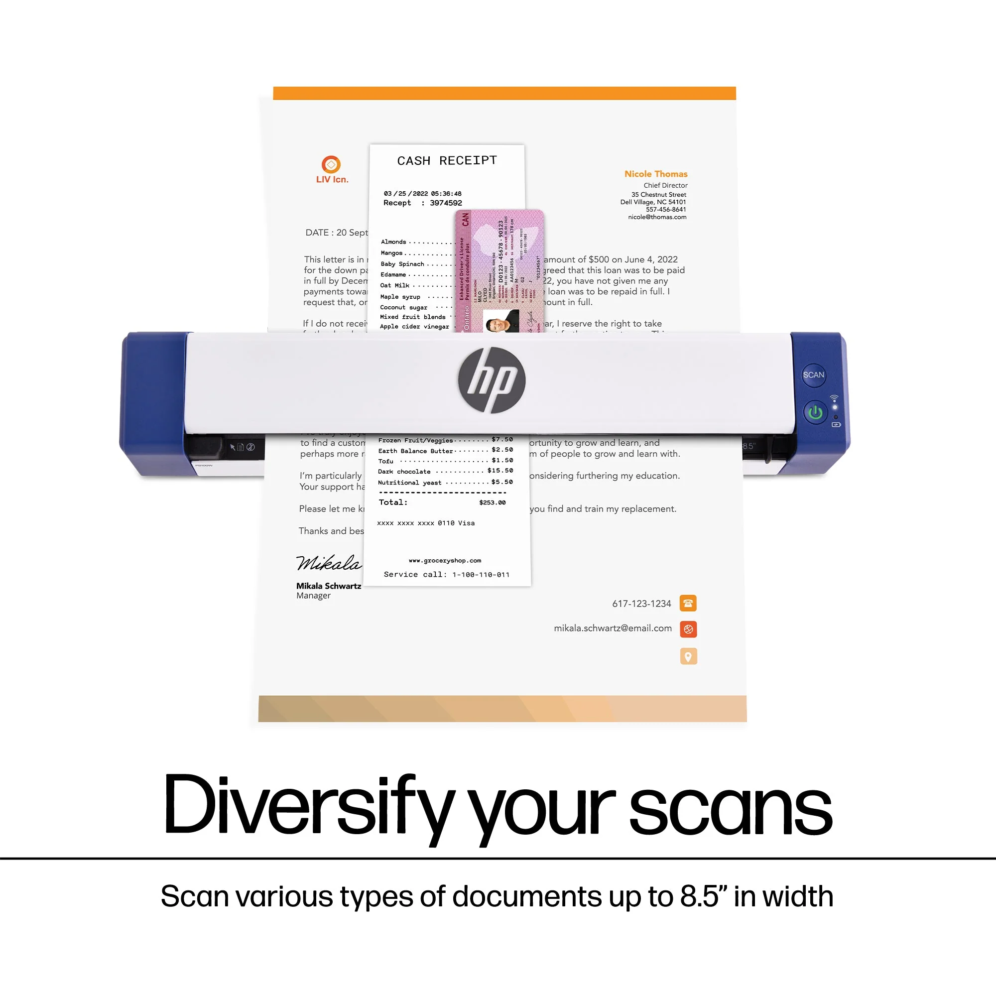 HP PS100W Wireless Mobile Document Scanner for Single-Sided Scanning - Image 3