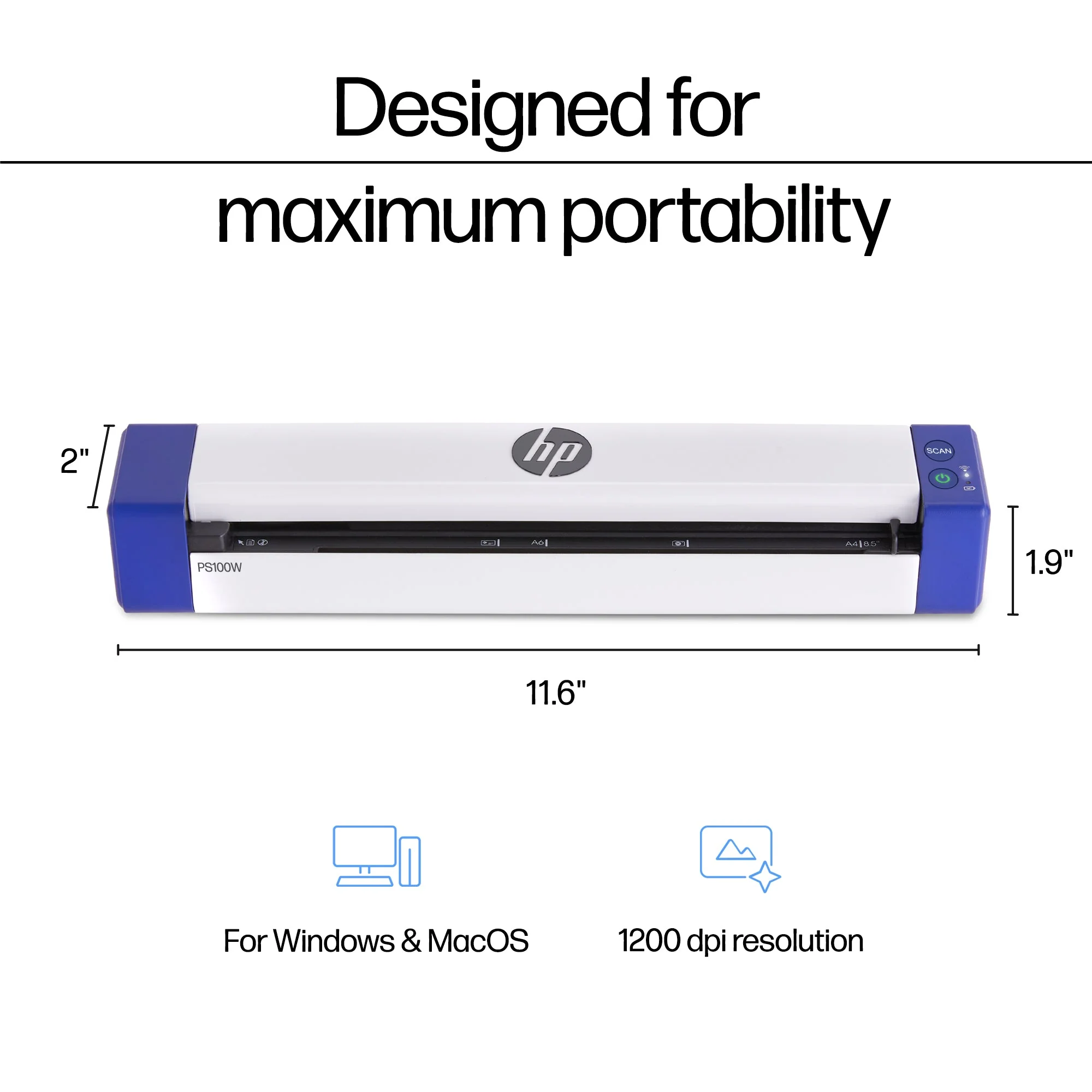 HP PS100W Wireless Mobile Document Scanner for Single-Sided Scanning - Image 5