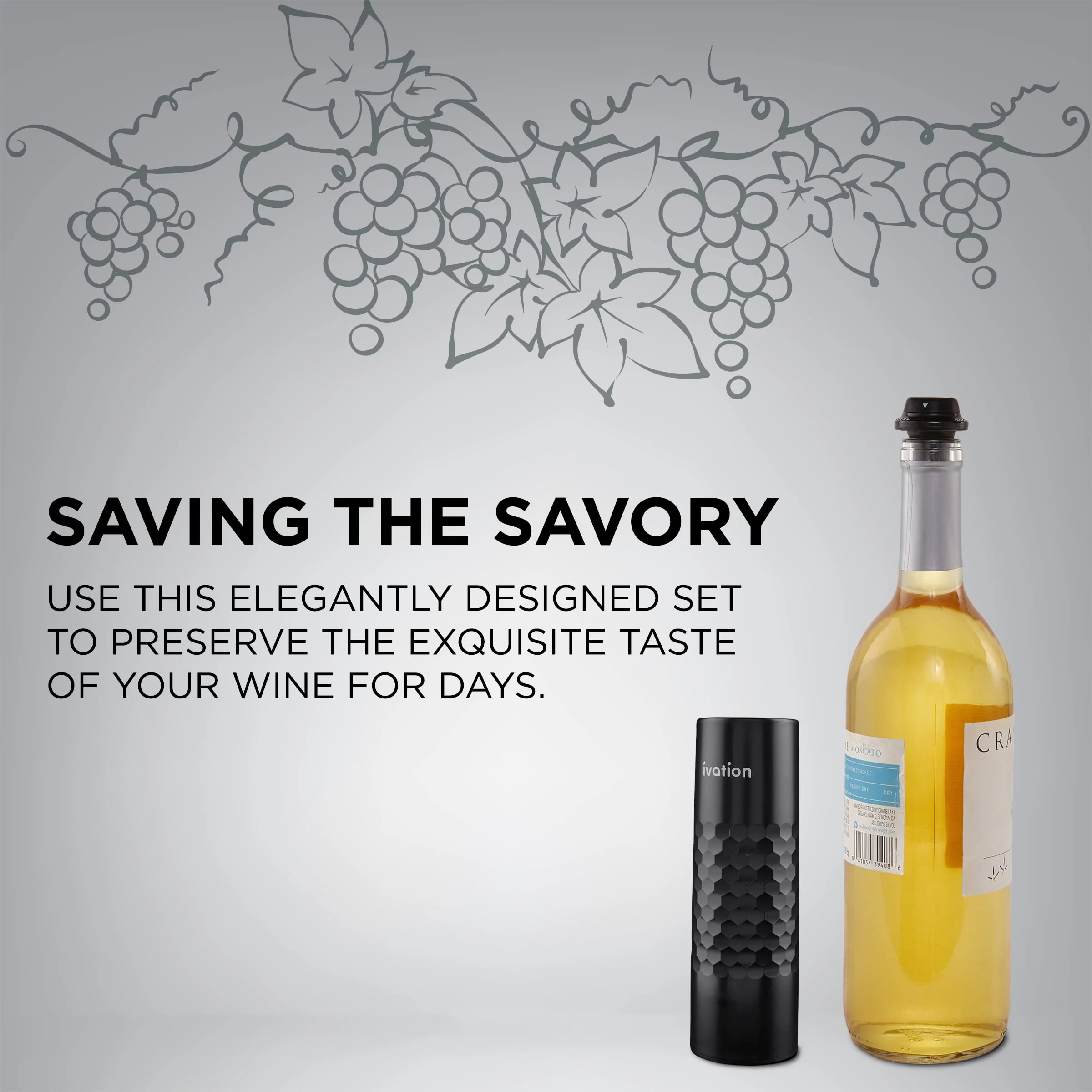 Ivation 6-Piece Rechargeable Wine Saver Pump with Reusable Wine Stoppers - Image 3