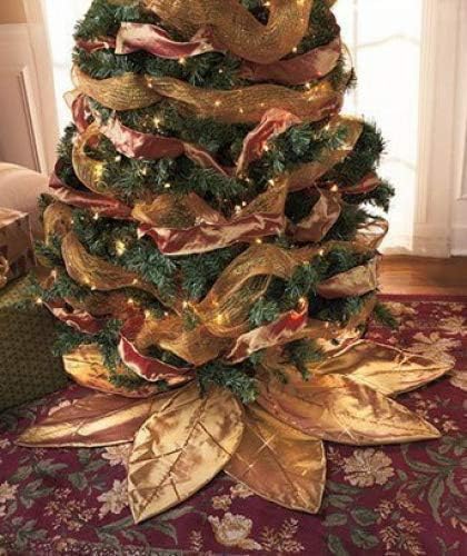 Poinsettia Christmas Tree Skirt Gold by Christmas Tree