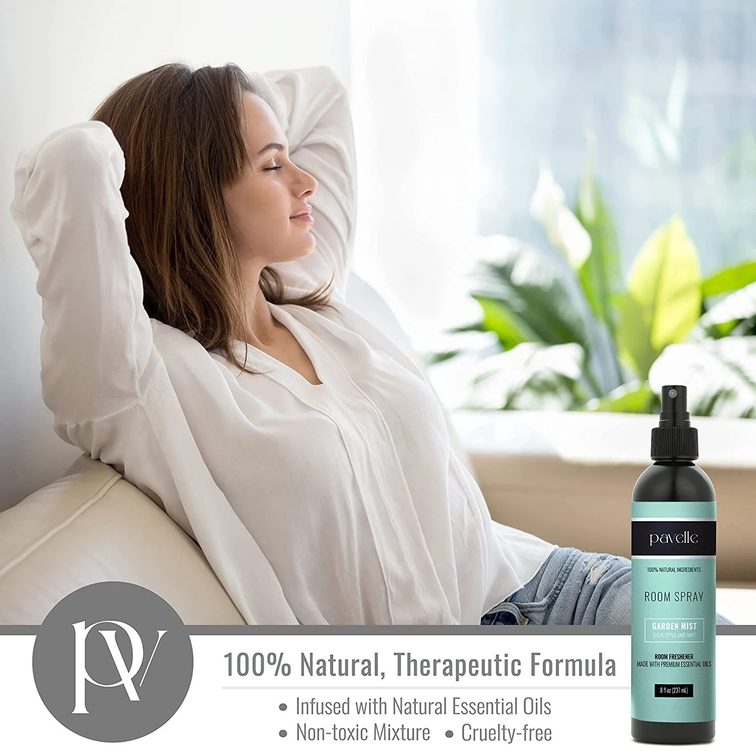 Pavelle Room Spray 8 Fl. Oz, 100% Natural Room Spray Air Freshener for Stress Relief, Garden Mist - Image 4