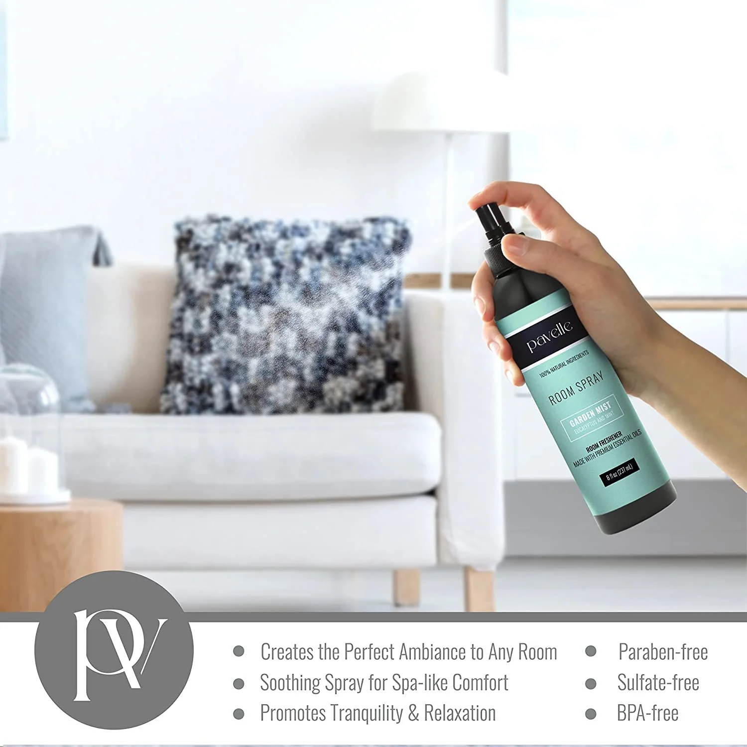 Pavelle Room Spray 8 Fl. Oz, 100% Natural Room Spray Air Freshener for Stress Relief, Garden Mist - Image 5