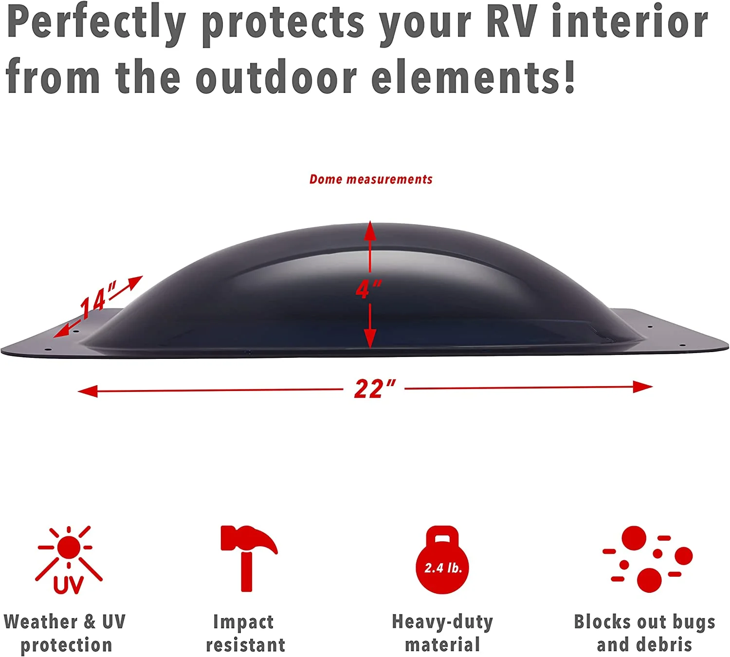 RV Skylight, Universal Skylight Window Replacement Cover - Smoked Lid - Image 3