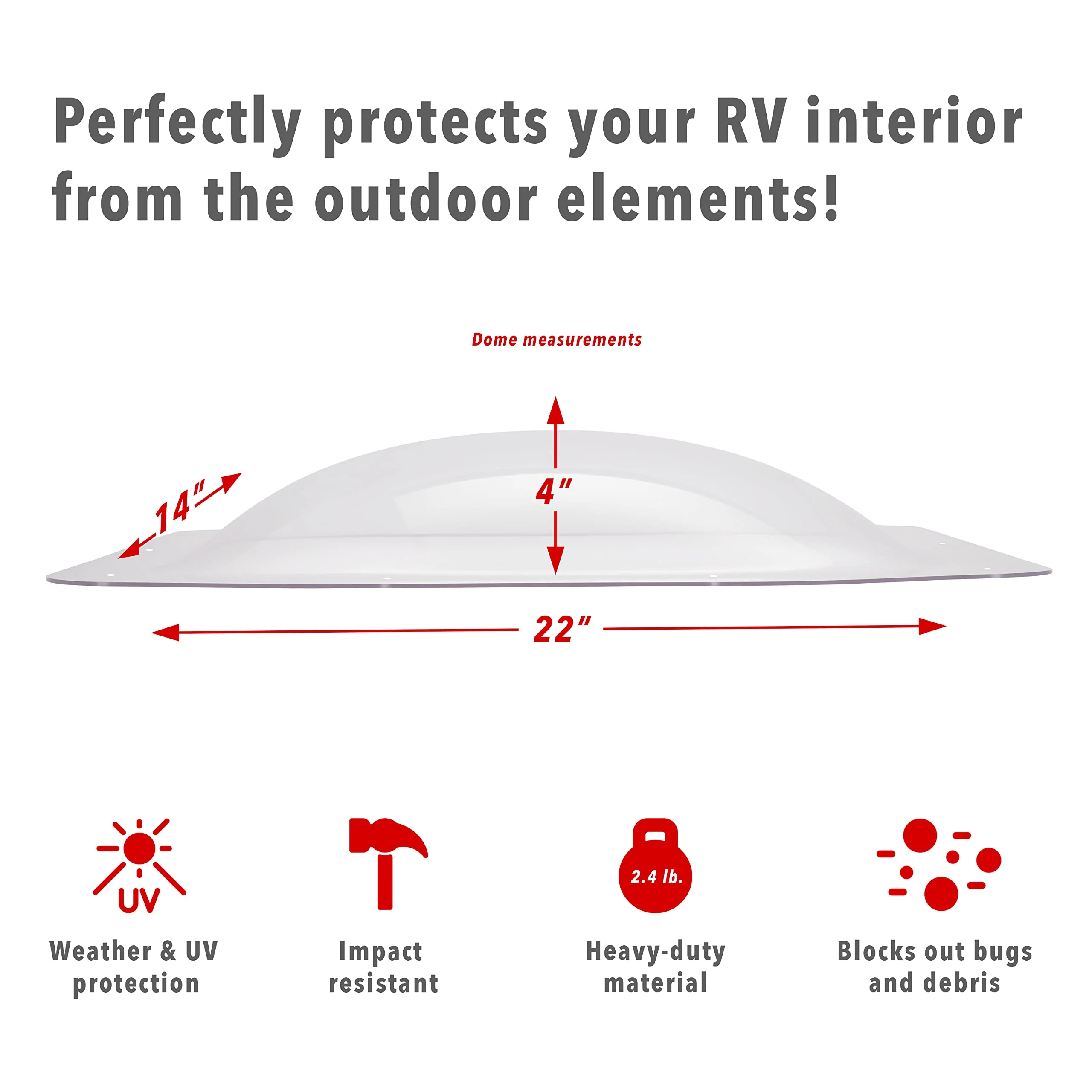 Hike Crew RV Skylight - RV Skylight Replacement Cover, 18” x 26” Fits Most RV Openings, Clear - Image 4