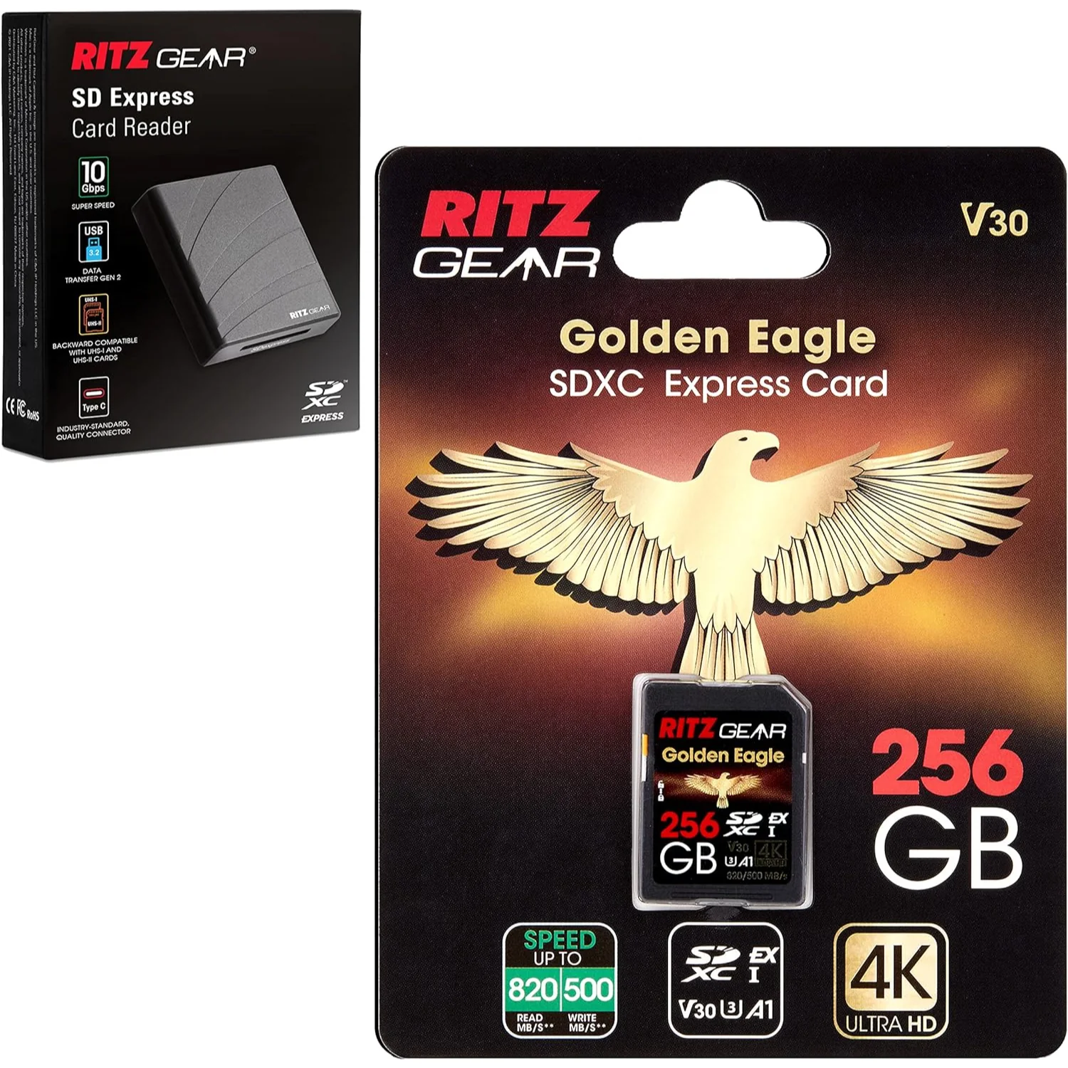 Ritz Gear SDExpress Golden Eagle SDXC SD Card, Express SD Card 256GB with SDExpress-Reader Included - Image 2
