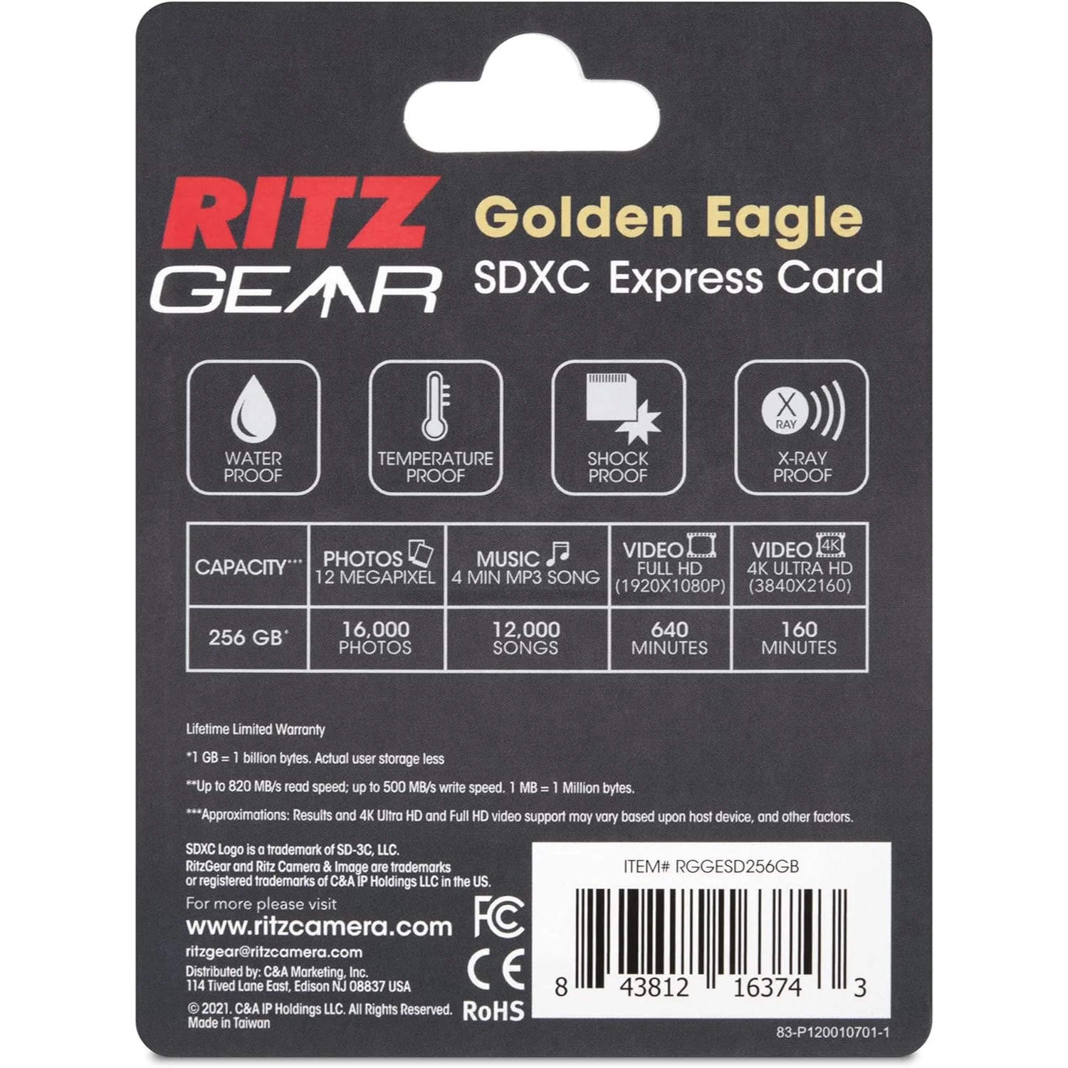 Ritz Gear SDExpress Golden Eagle SDXC SD Card, Express SD Card 256GB with SDExpress-Reader Included - Image 3