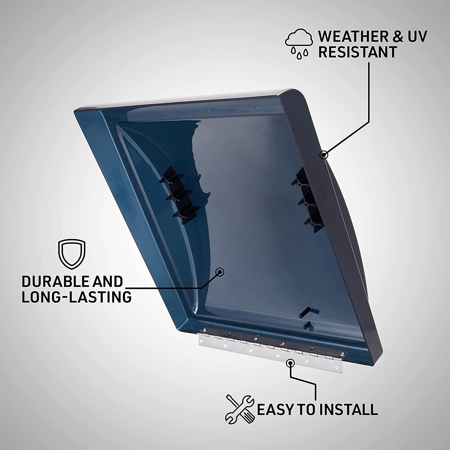 Smoked Fan Sunroof Lid for 14” RV Roof Vent Fans - Smoked - Image 4