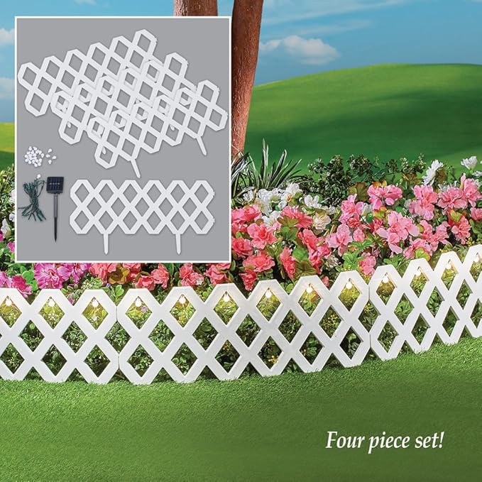 Skymall Solar Lattice Fence 4 Pc Outdoor Flexible Weatherproof Plastic Garden Edging Border - Image 3