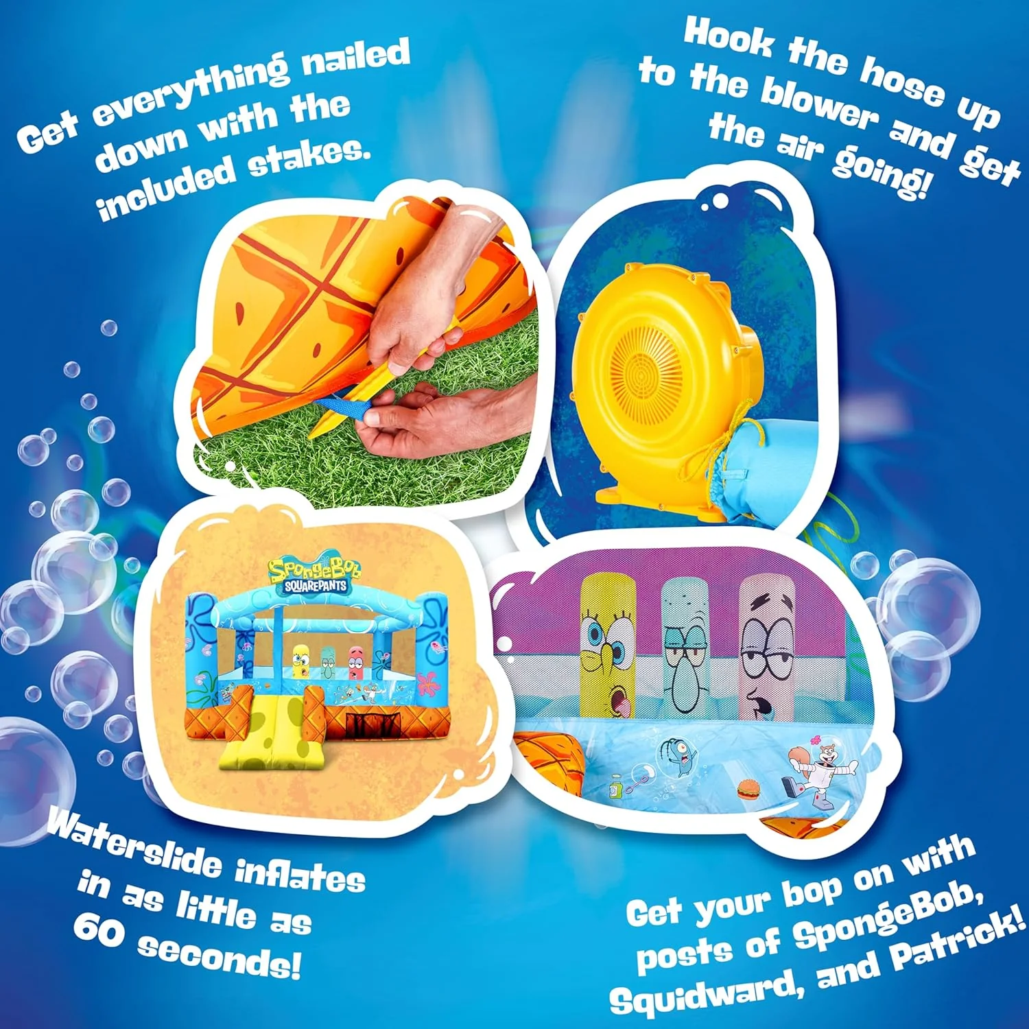 Spongebob Inflatable Bounce House | Bouncy Castle for Kids with Air Blower, Stakes & Repair Kit - Image 3