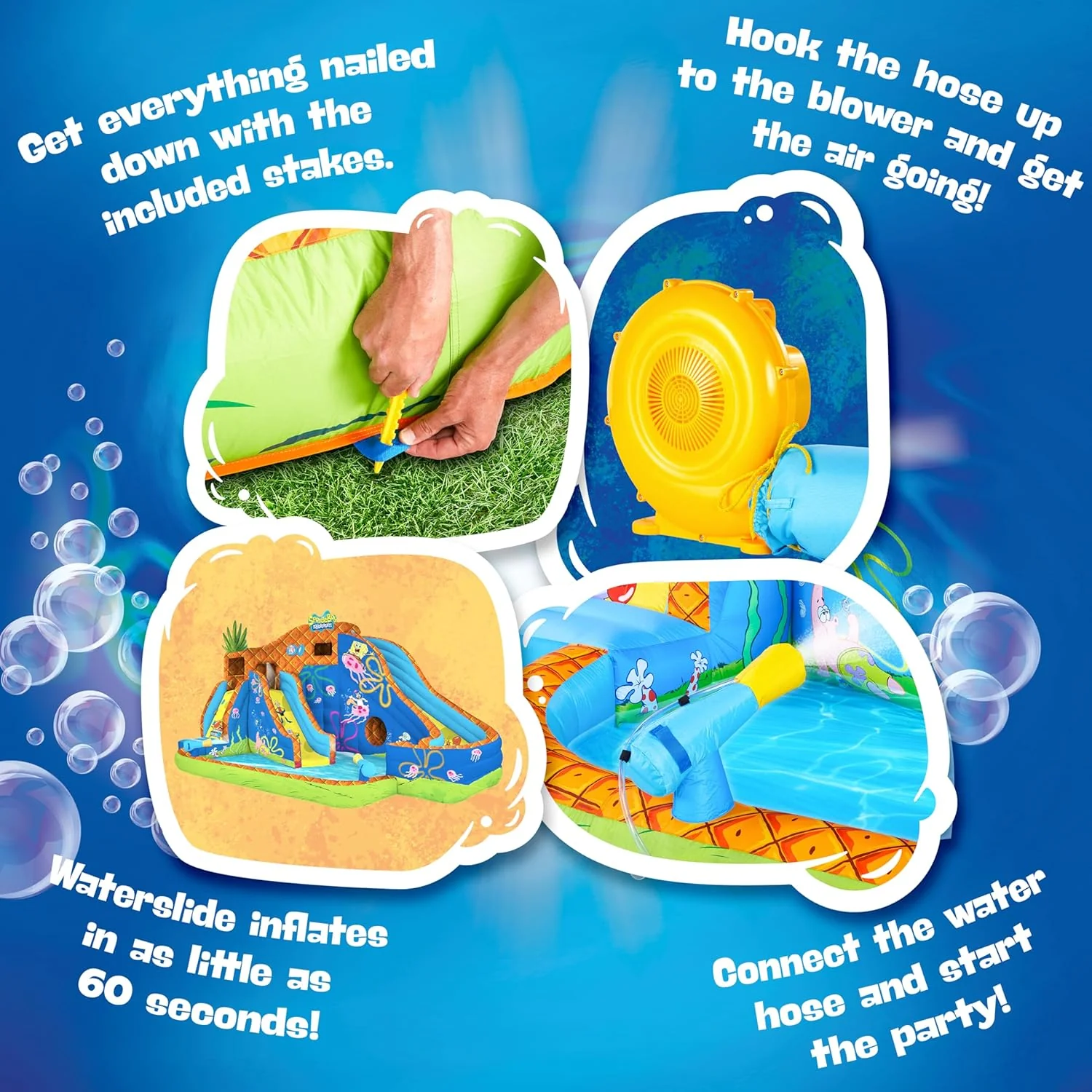Sunny & Fun SpongeBob Deluxe Adventure Inflatable Water Slide Park – Climbing Wall, 2 Slides & Splash Pool - Image 4