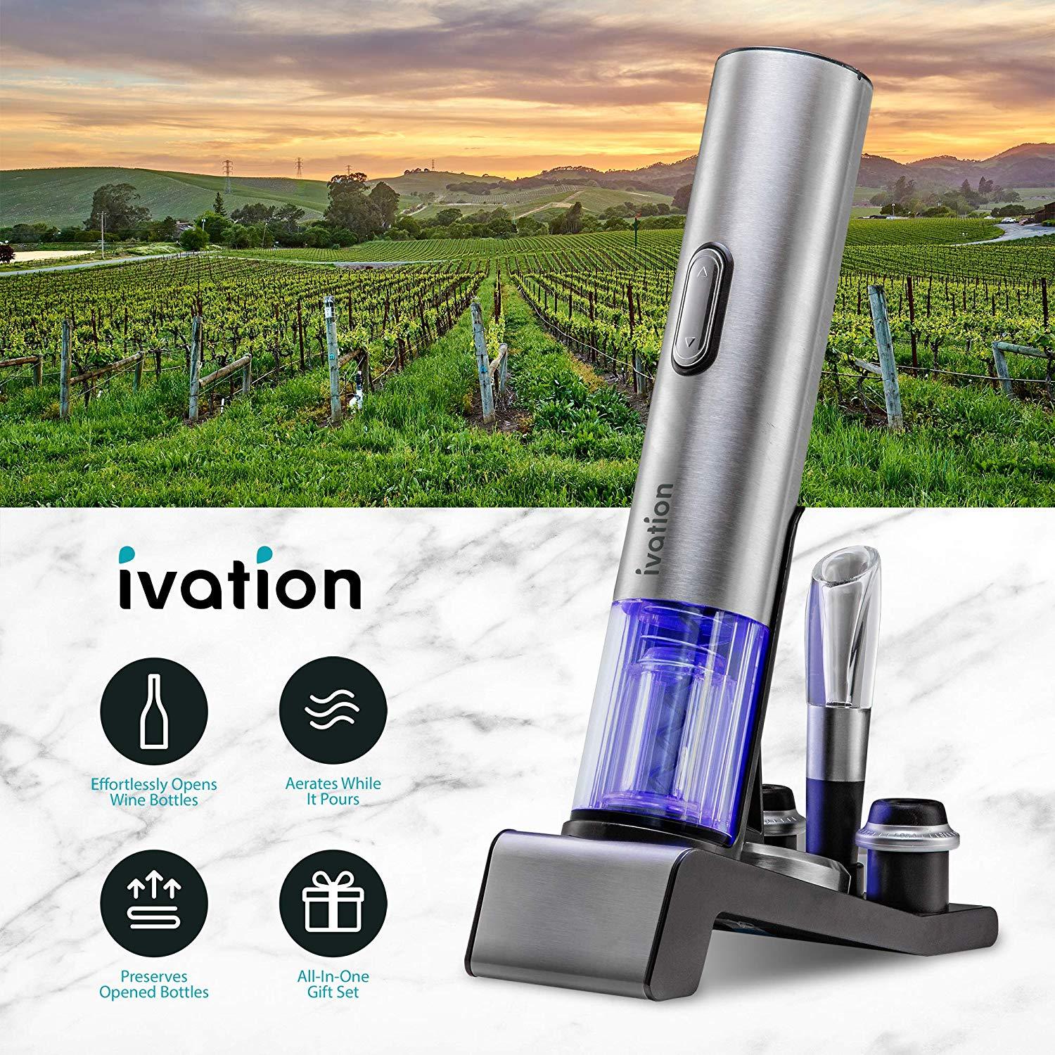 Electric Wine Opener, 7-Piece Wine Gift Set, Electric Bottle Opener, Wine Aerator Pourer - Image 3