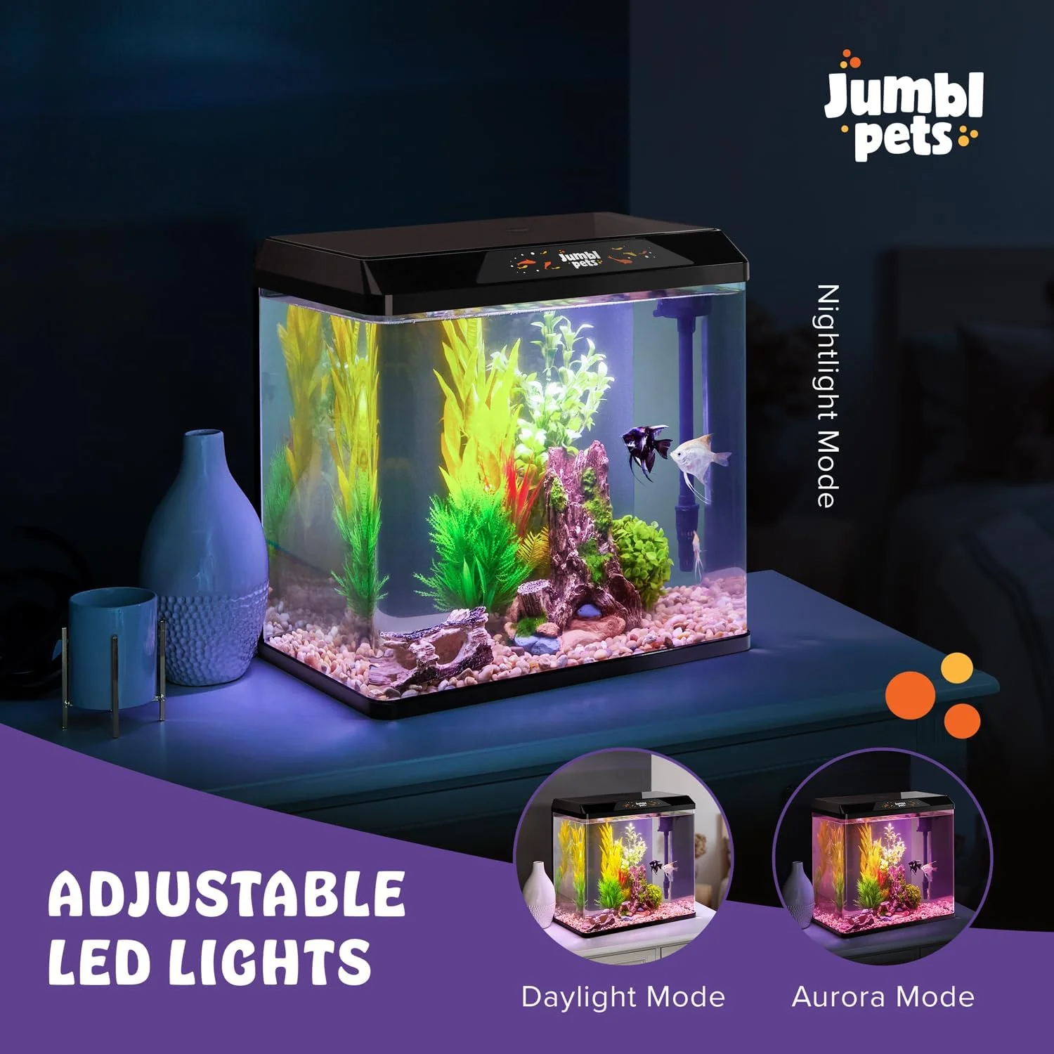 Starter Fish Aquarium Kit, Beginner Glass Fish Tank Kit w/LED Lighting & More - Image 19