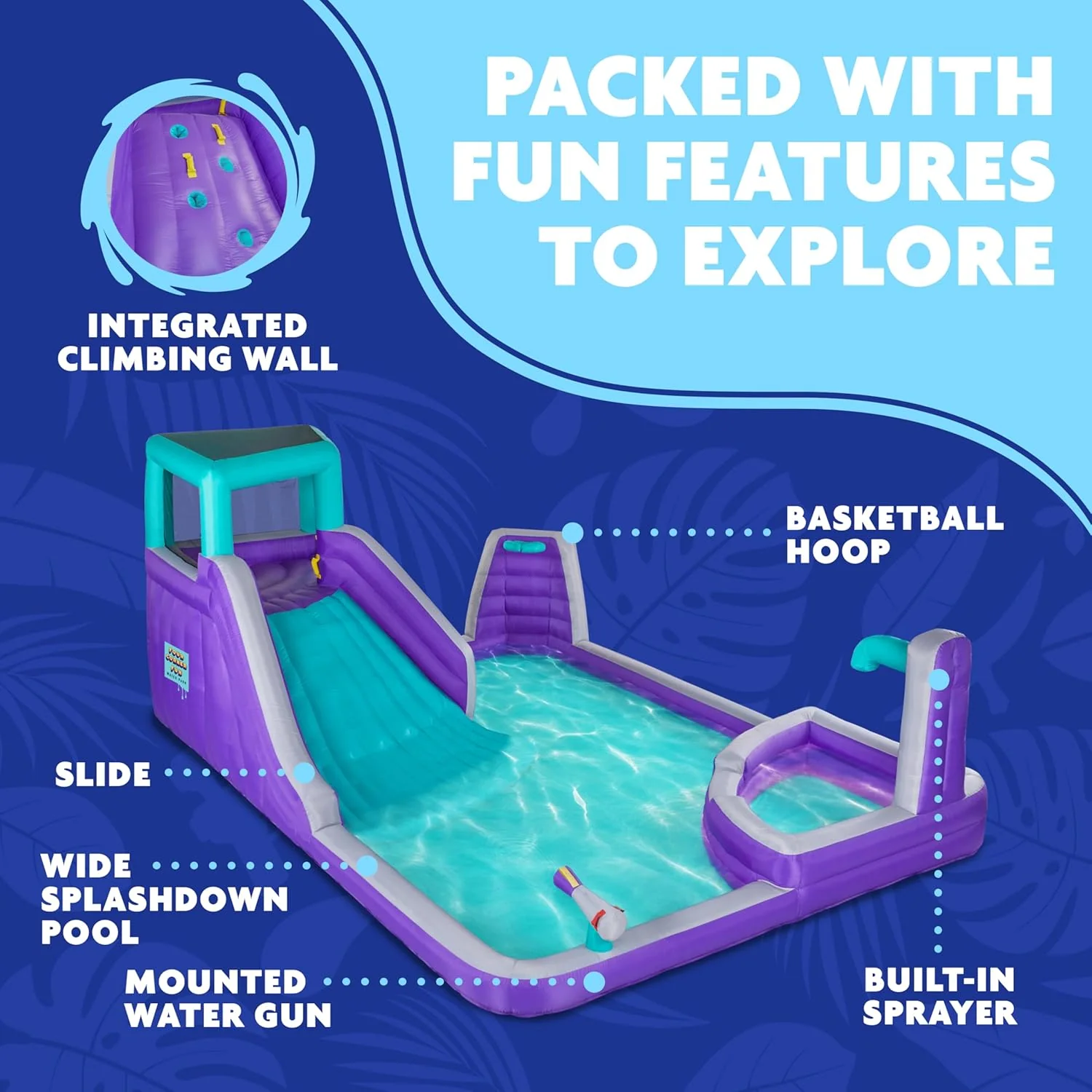 Sunny & Fun Four Corner Inflatable Water Slide Park – Heavy-Duty for Outdoor Fun - Climbing Wall, Slide & Deep Pool - Image 2