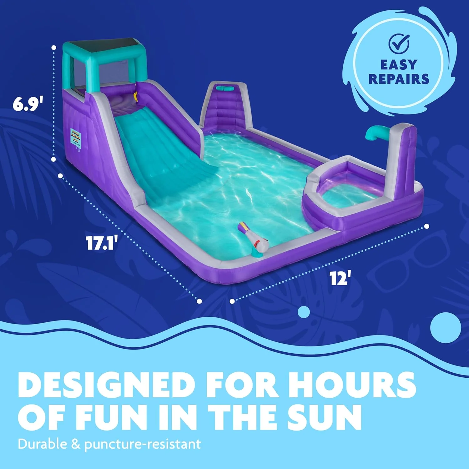 Sunny & Fun Four Corner Inflatable Water Slide Park – Heavy-Duty for Outdoor Fun - Climbing Wall, Slide & Deep Pool - Image 3