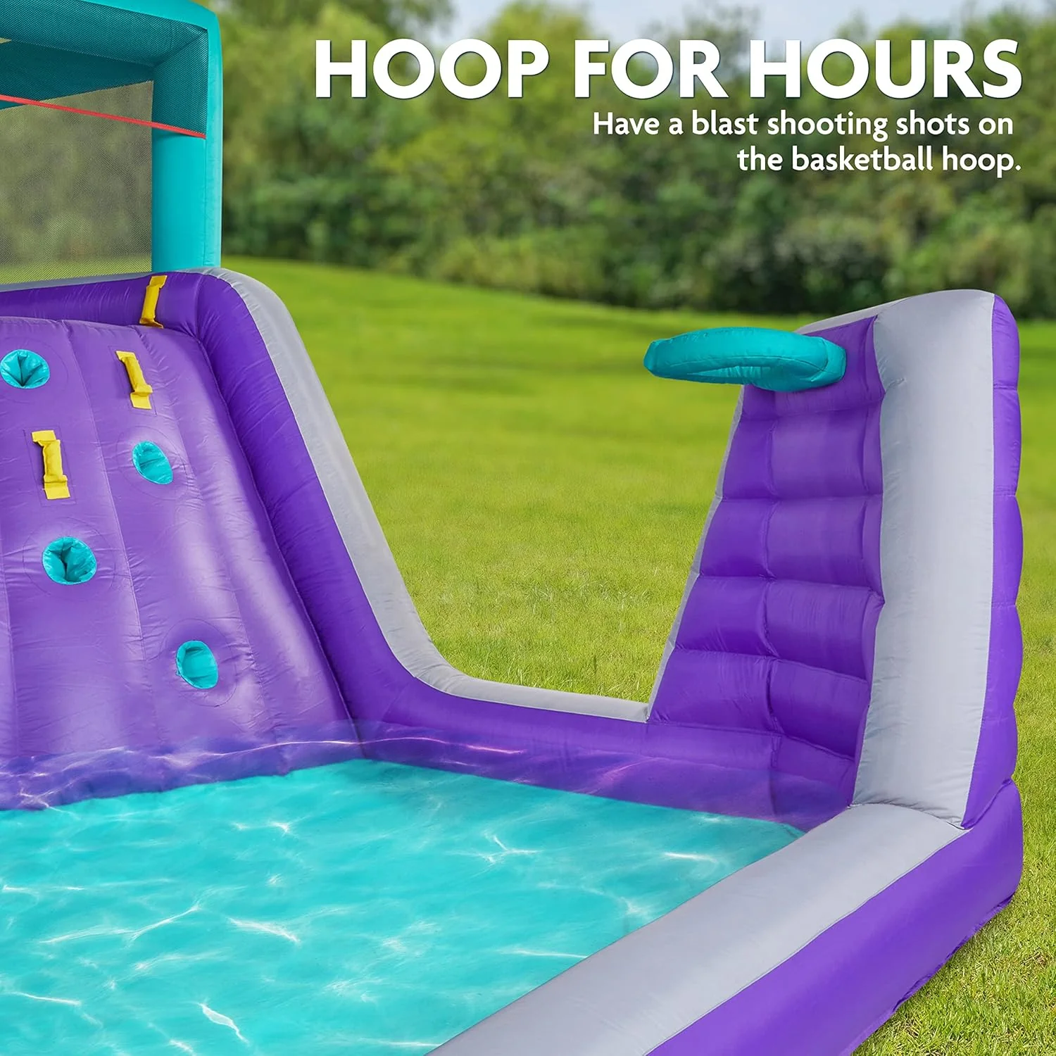 Sunny & Fun Four Corner Inflatable Water Slide Park – Heavy-Duty for Outdoor Fun - Climbing Wall, Slide & Deep Pool - Image 5