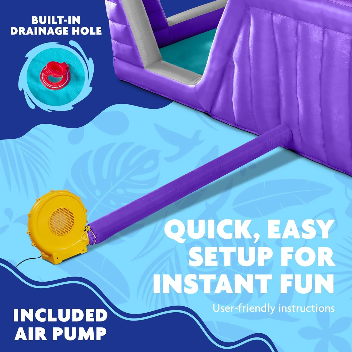 Sunny & Fun Four Corner Inflatable Water Slide Park – Heavy-Duty for Outdoor Fun - Climbing Wall, Slide & Deep Pool - Image 6