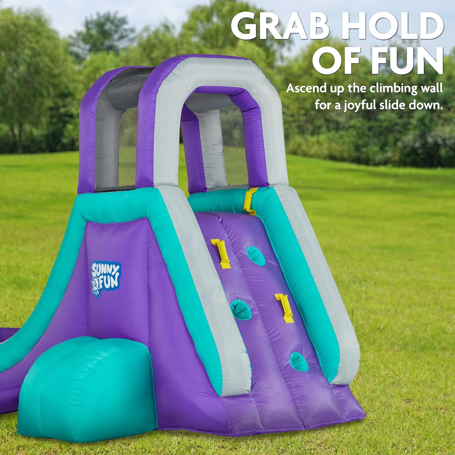 Sunny & Fun Inflatable Single Ring Water Slide Park – Climbing Wall, Slide & Deep Pool - Image 3