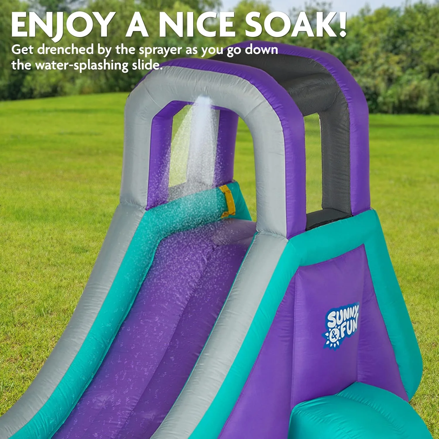 Sunny & Fun Inflatable Single Ring Water Slide Park – Climbing Wall, Slide & Deep Pool - Image 5