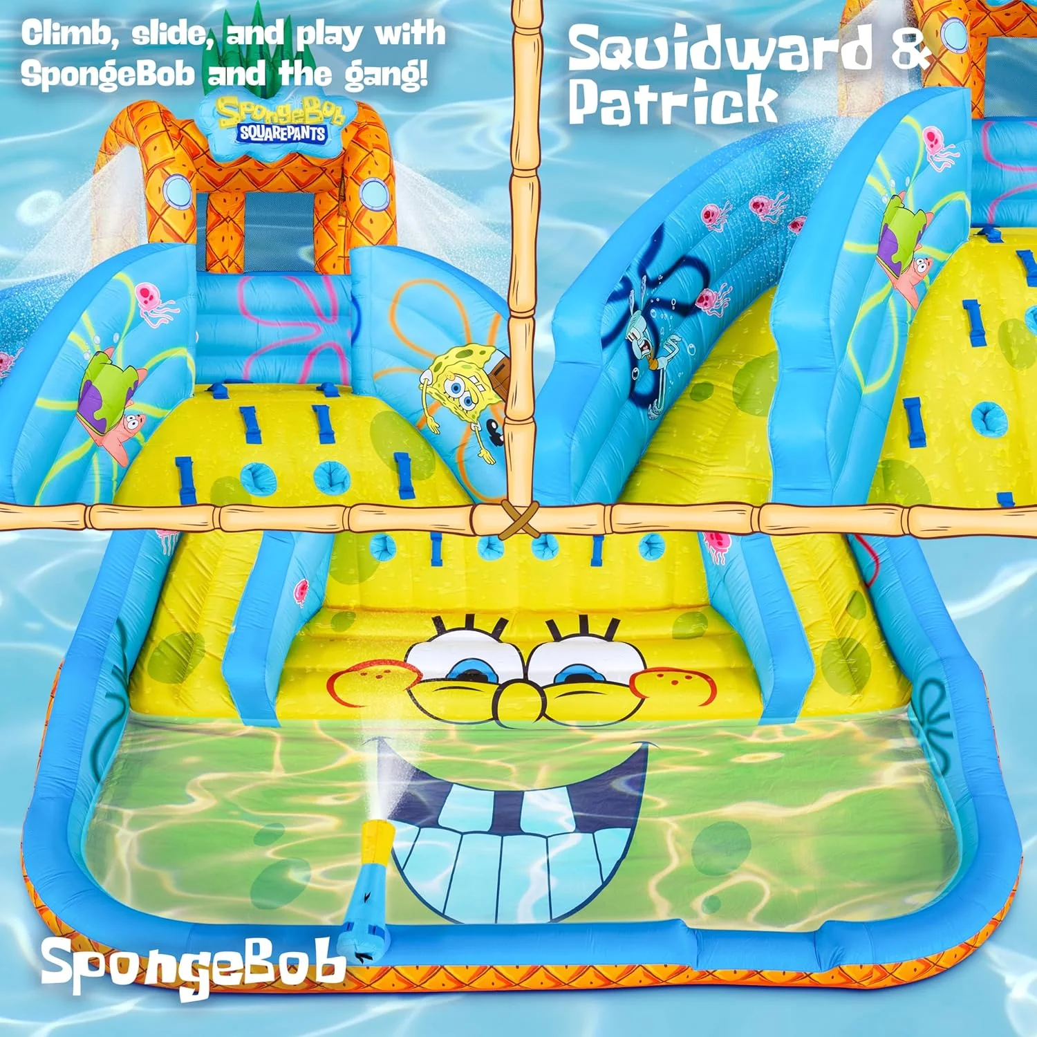 Sunny & Fun SpongeBob Ultra Climber Inflatable Water Slide Park –  Climbing Wall, Two Slides & Splash Pool  - Image 4