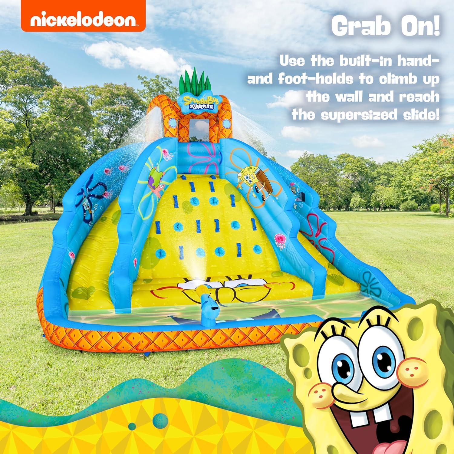 Sunny & Fun SpongeBob Ultra Climber Inflatable Water Slide Park –  Climbing Wall, Two Slides & Splash Pool  - Image 6