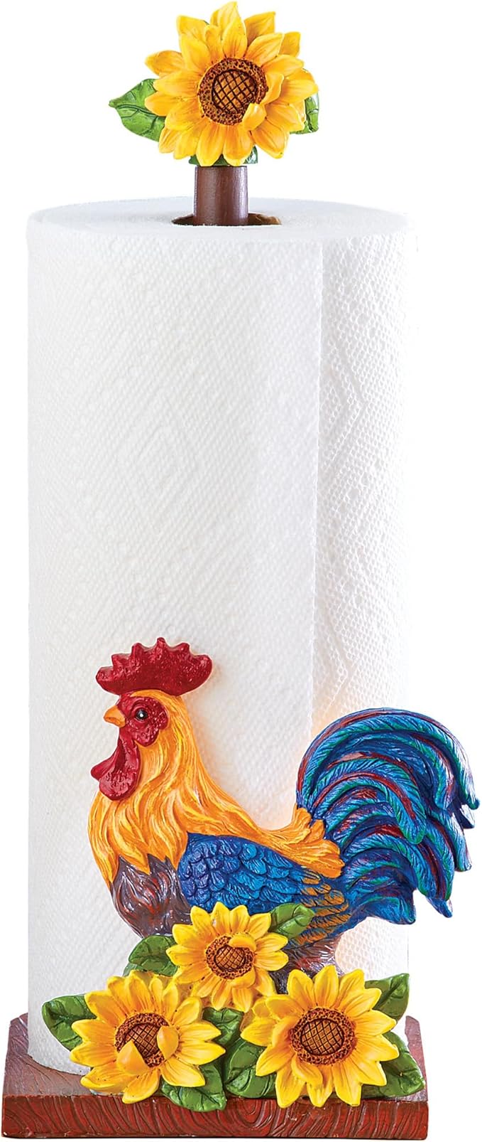 SkyMall Tabletop Roosters & Sunflowers Standard Paper Towel Holder - Image 2