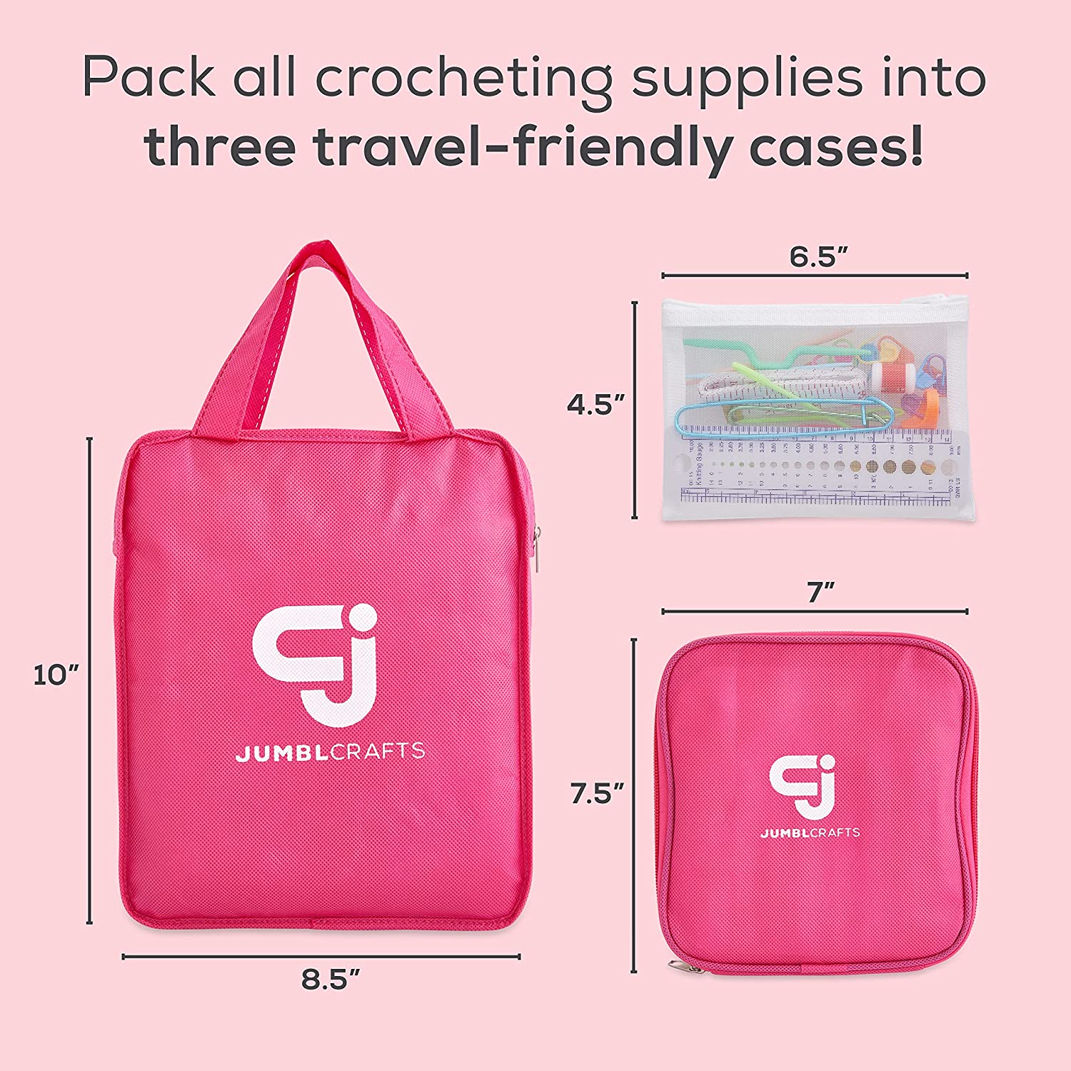 JumblCrafts Ultimate Crochet Starter Kit - 24 Yarn Set with Travel Bag, Crochet Hooks, and More - Image 4