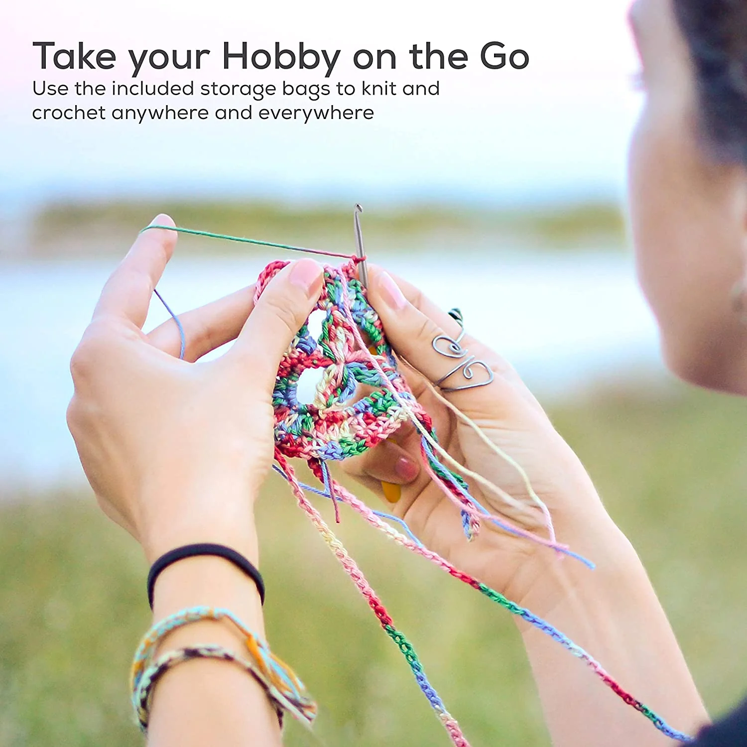 JumblCrafts Ultimate Crochet Starter Kit - 24 Yarn Set with Travel Bag, Crochet Hooks, and More - Image 8