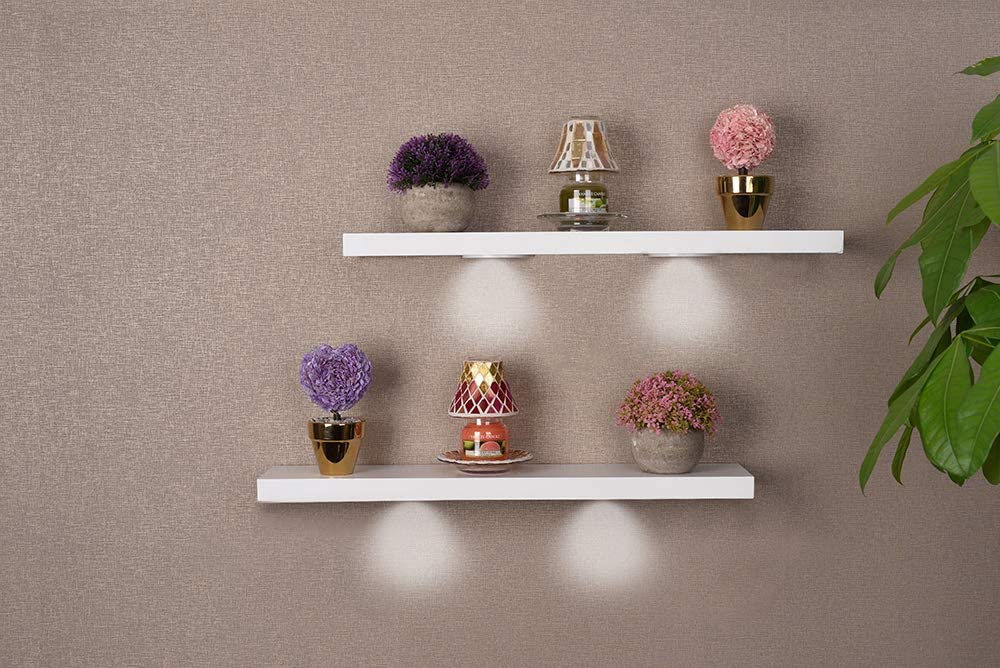 Versatile Wood Floating Wall Shelves with LED Lights - Image 2