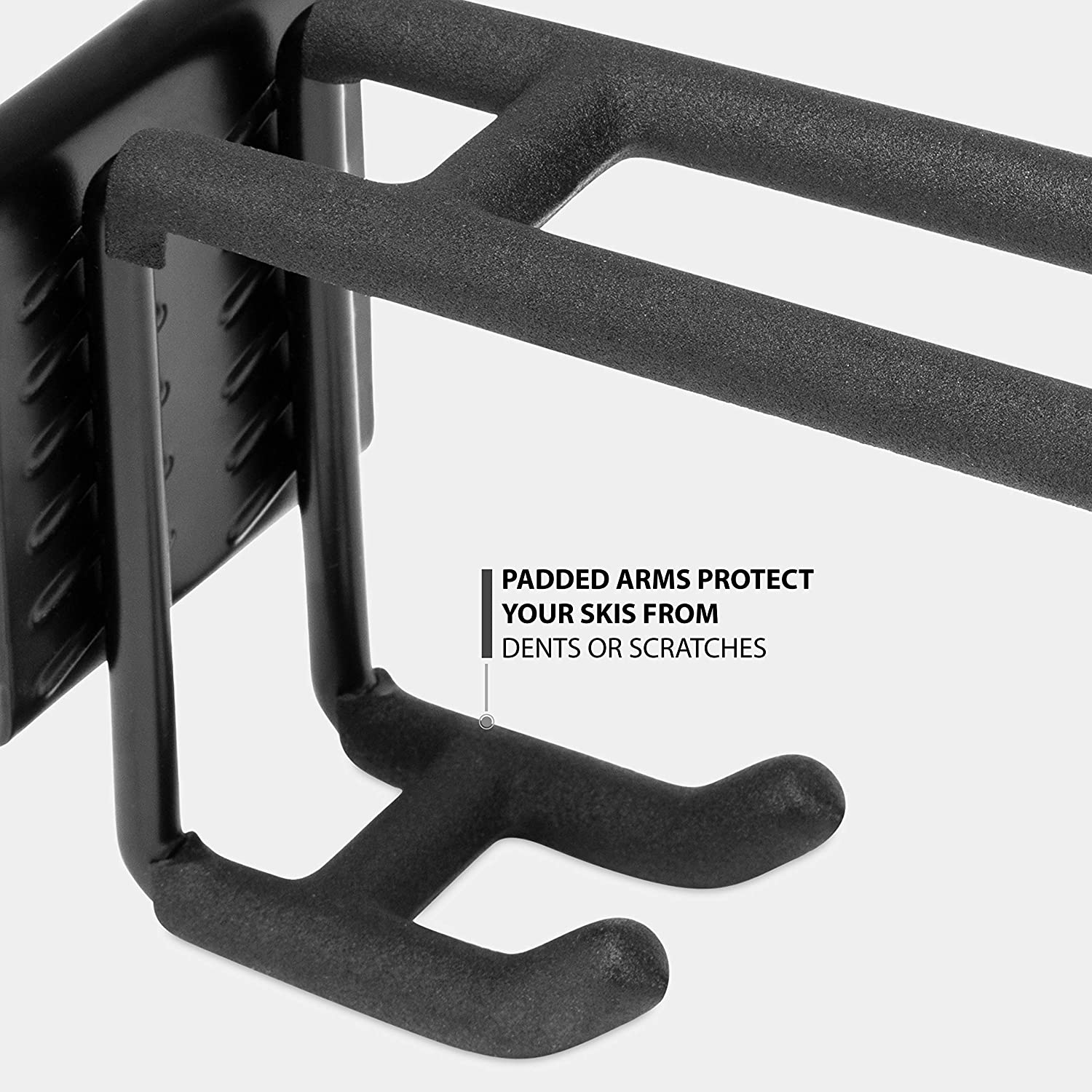 Ski Wall Rack, Holds 4 Pairs of Skis & Skiing Poles or Snowboard w/Adjustable Rubber-Coated - Image 7