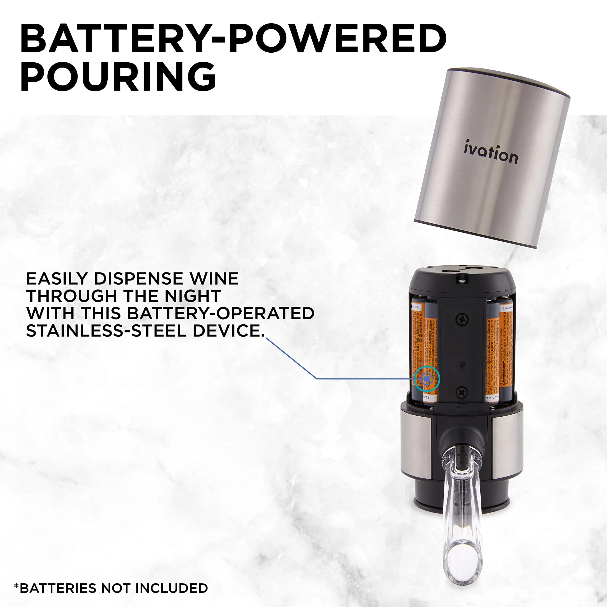 Ivation Wine Aerator & Wine Dispenser with Extension Rod, Battery-Operated Wine Aerator Pourer Spout - Image 4