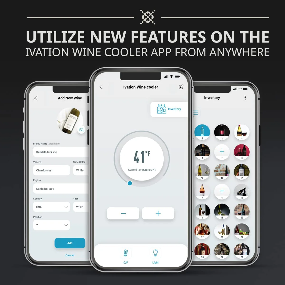 Ivation 51 Bottles Wine Fridge w/ Wi-Fi App, Freestanding Wine Refrigerator with Lock - Image 2