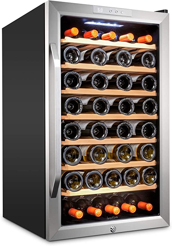 51 Bottle Wine Fridge, Freestanding Wine Refrigerator w/Lock