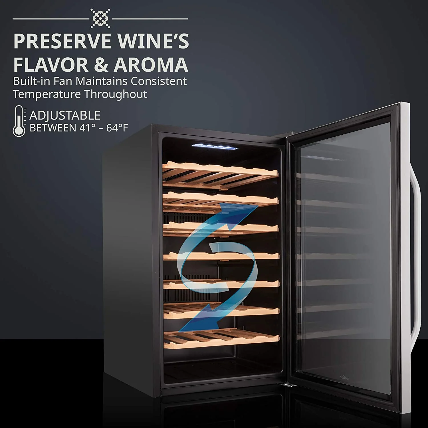 51 Bottle Wine Fridge, Freestanding Wine Refrigerator w/Lock - Image 2