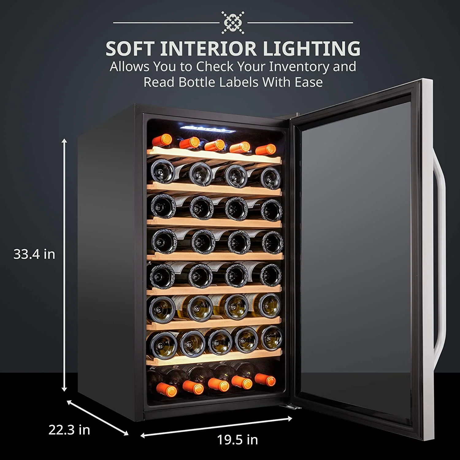 51 Bottle Wine Fridge, Freestanding Wine Refrigerator w/Lock - Image 3