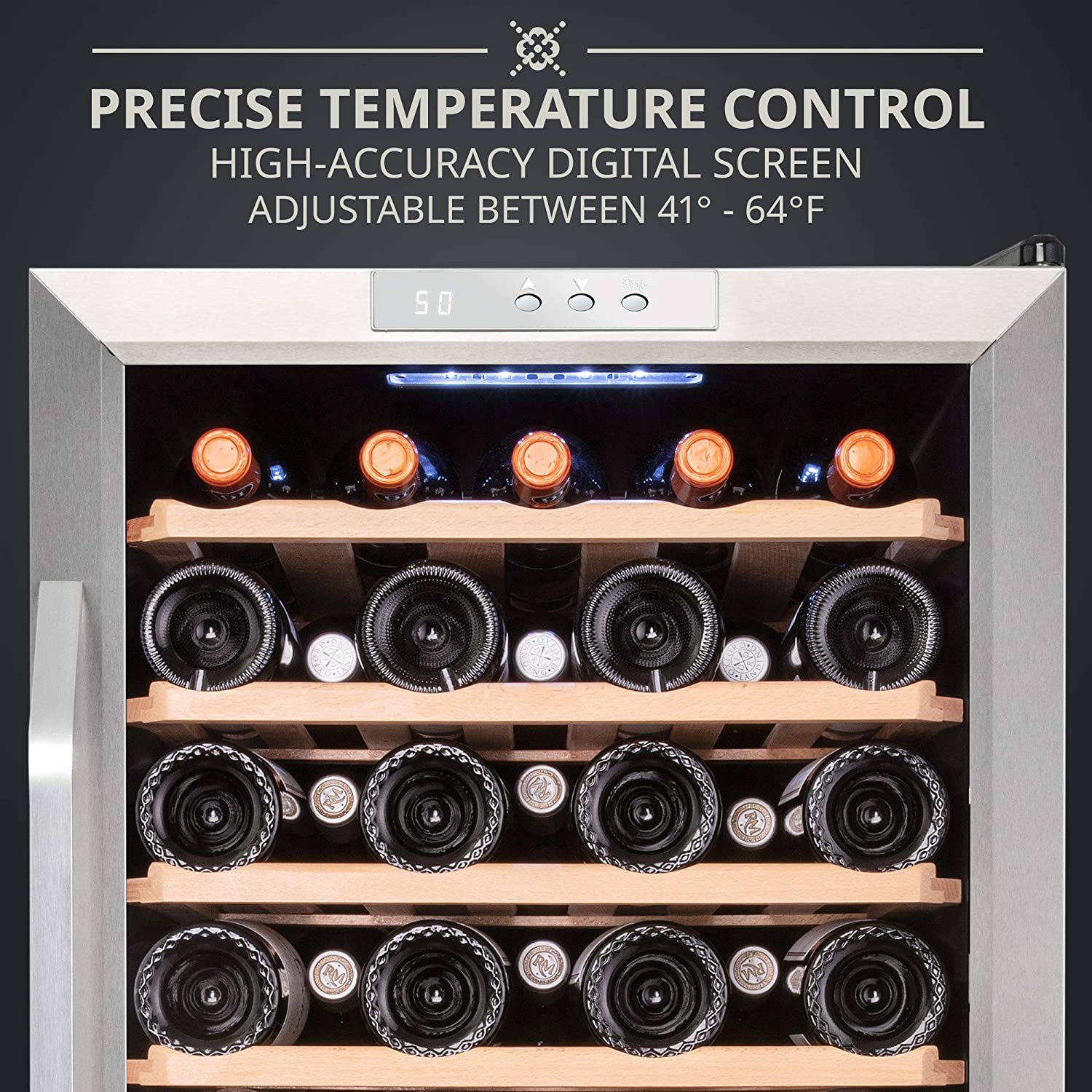 51 Bottle Wine Fridge, Freestanding Wine Refrigerator w/Lock - Image 5