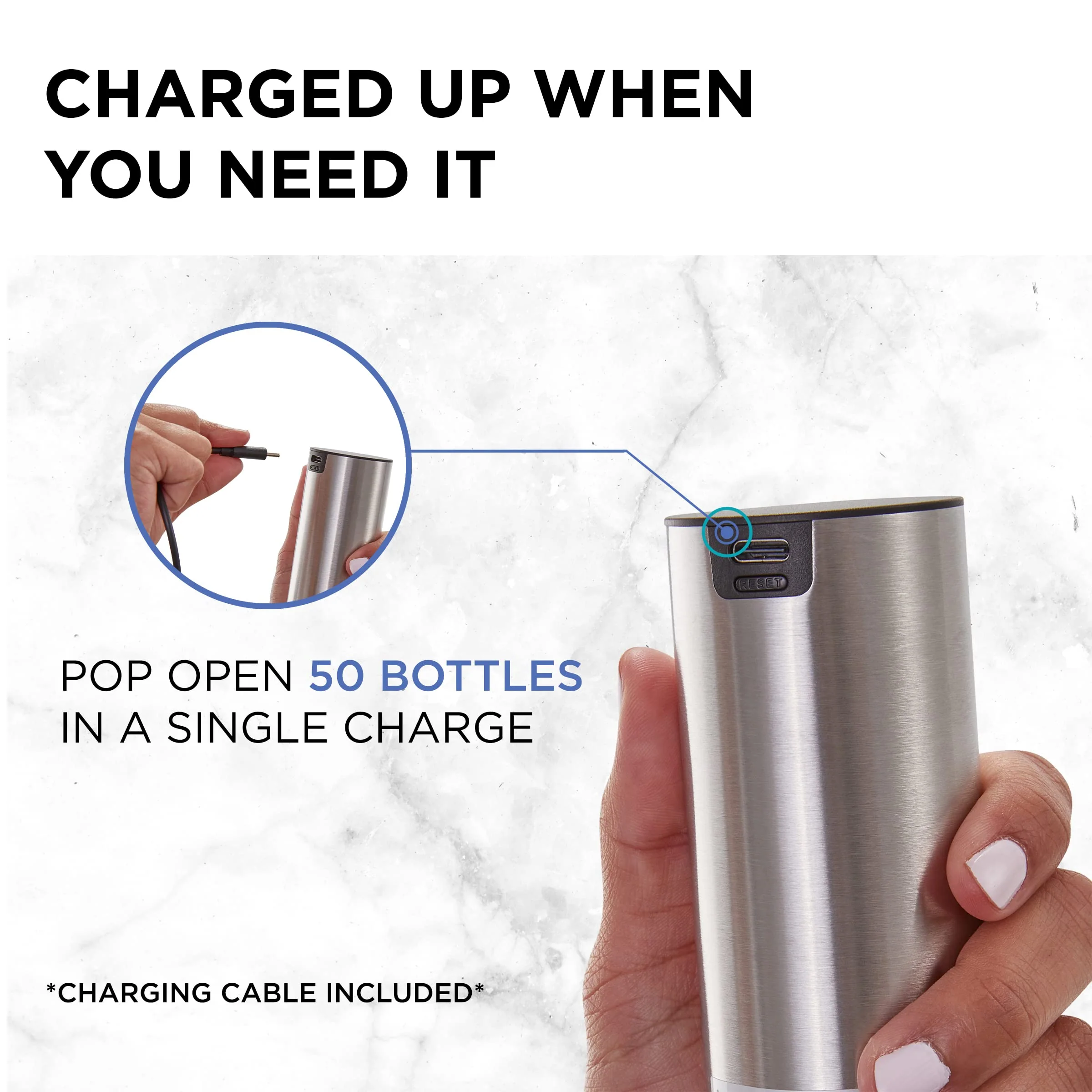 Ivation Rechargeable Automatic Wine Opener, Electric Wine Bottle Opener W/LED Lights & Foil Cutter - Image 3