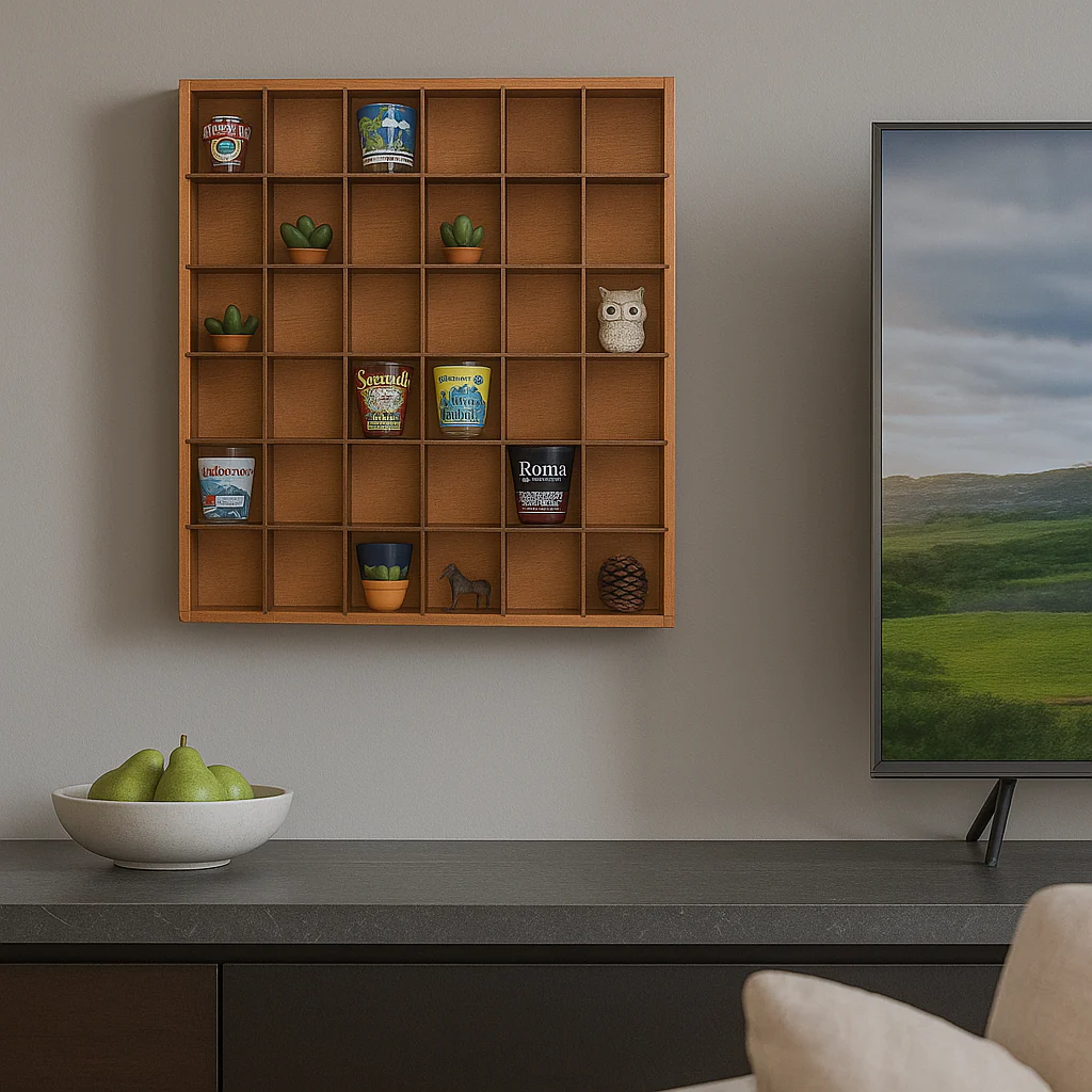 Jumbl Wood Shot Glass Wall Curio Display Case - Image 5
