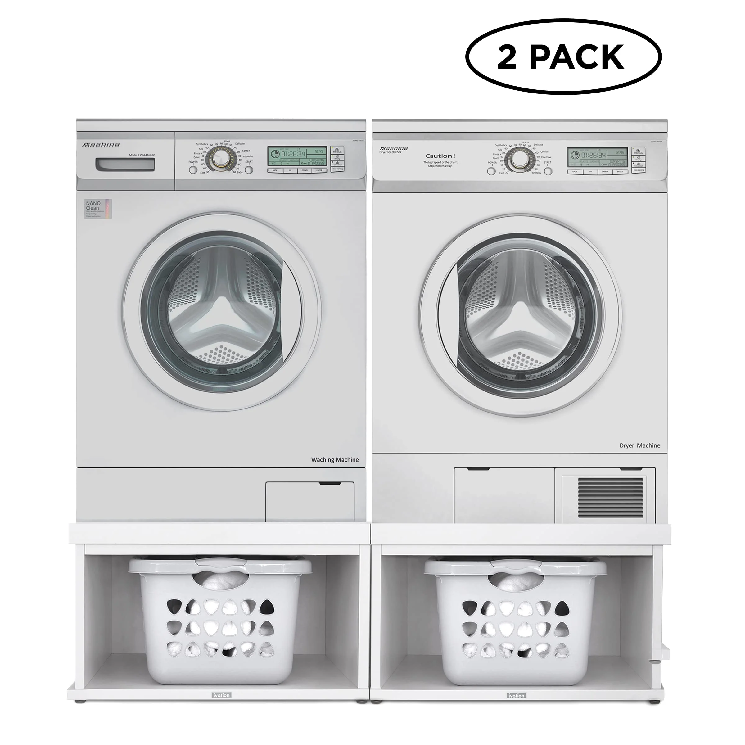 Ivation Wooden Laundry Pedestal for Washer & Dryer, 33.86" x 29.92" Universal Fit (2 Pack) - Image 8