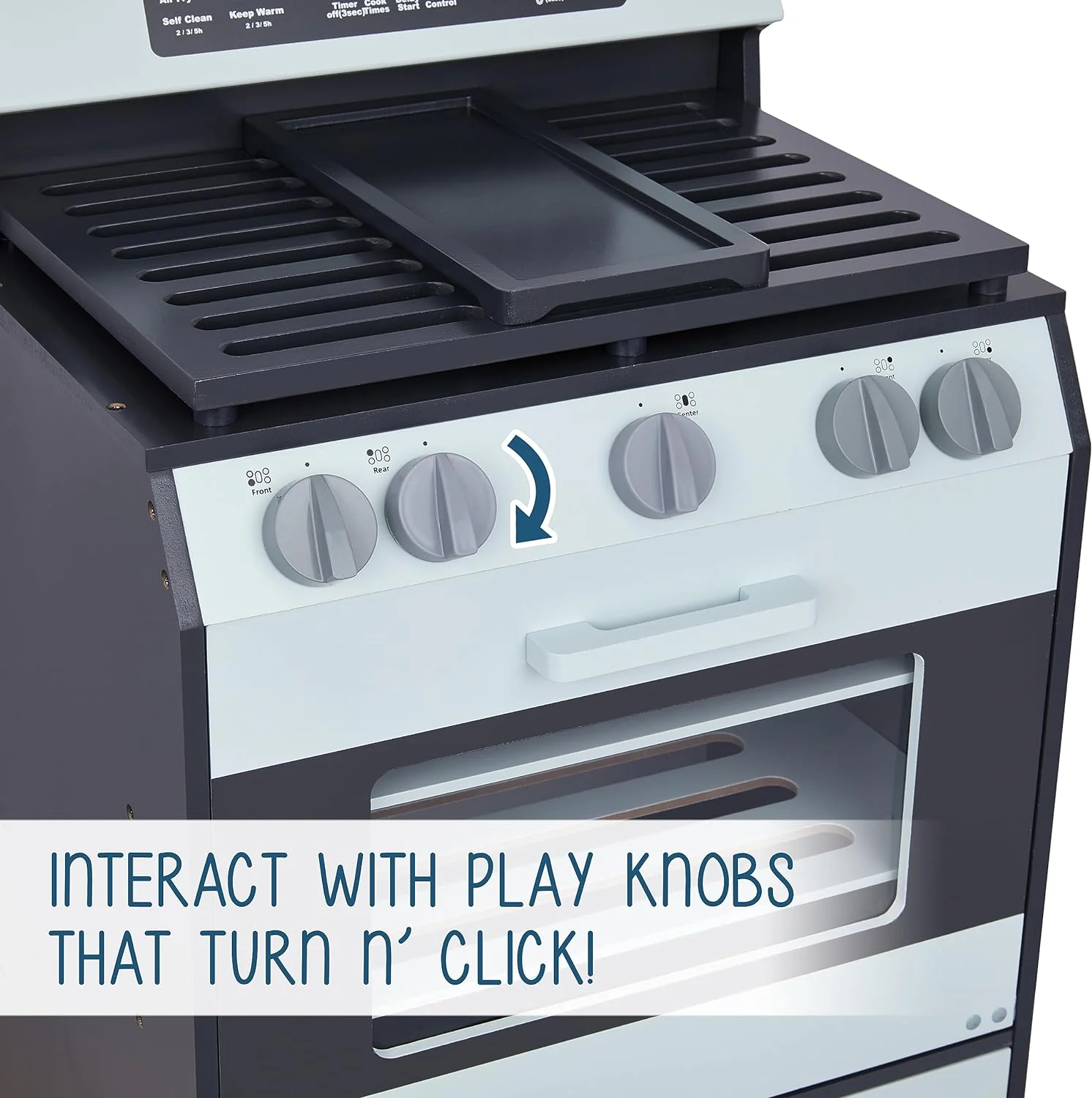 Wooden Play Oven, Gourmet Kitchen Playset with Pretend Oven, Stove, Knobs & More - Image 5