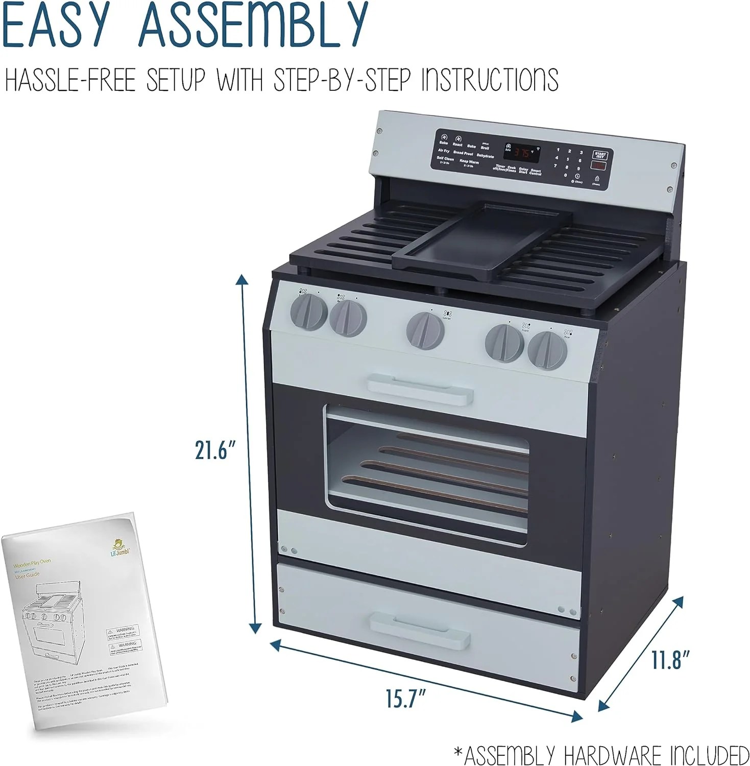 Wooden Play Oven, Gourmet Kitchen Playset with Pretend Oven, Stove, Knobs & More - Image 6