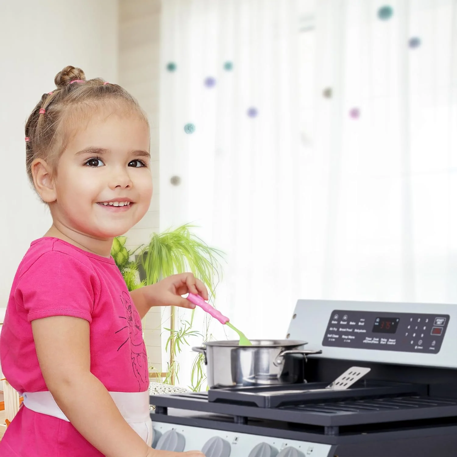 Wooden Play Oven, Gourmet Kitchen Playset with Pretend Oven, Stove, Knobs & More - Image 7