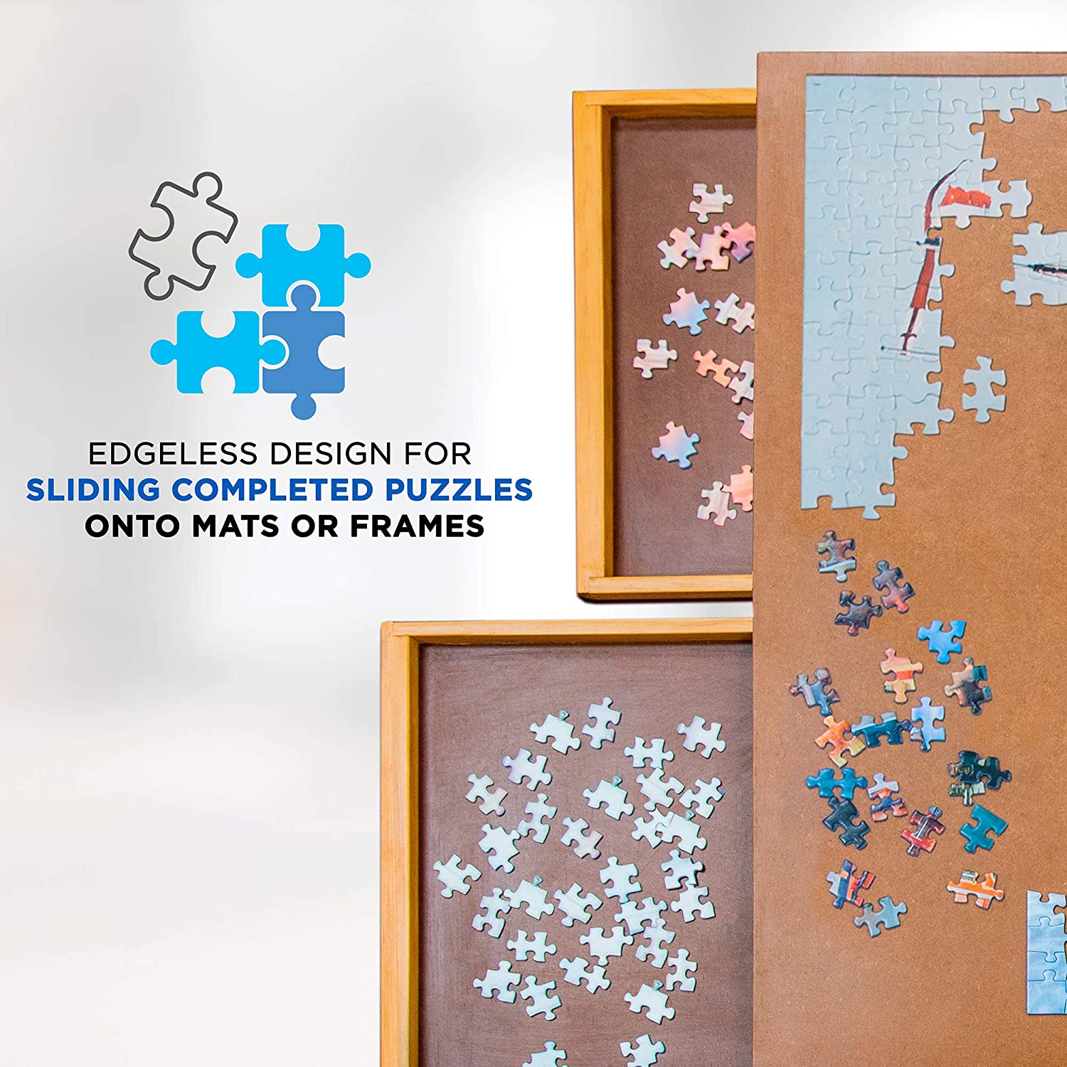 1500 Piece Puzzle Board, 27” x 35” Wooden Jigsaw Puzzle Table with 6 Removable Storage & Sorting Drawers - Image 4