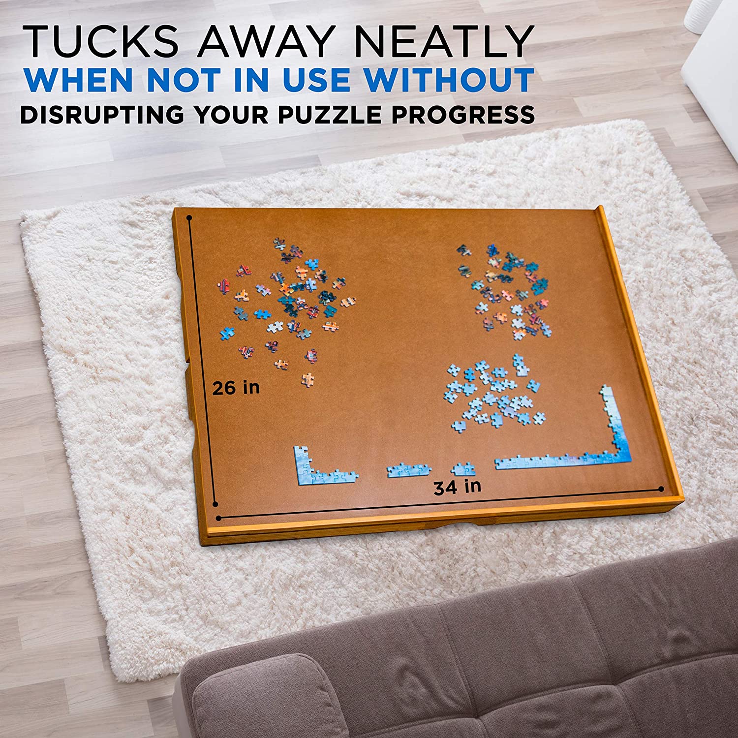 1500 Piece Puzzle Board, 27” x 35” Wooden Jigsaw Puzzle Table with 6 Removable Storage & Sorting Drawers - Image 5